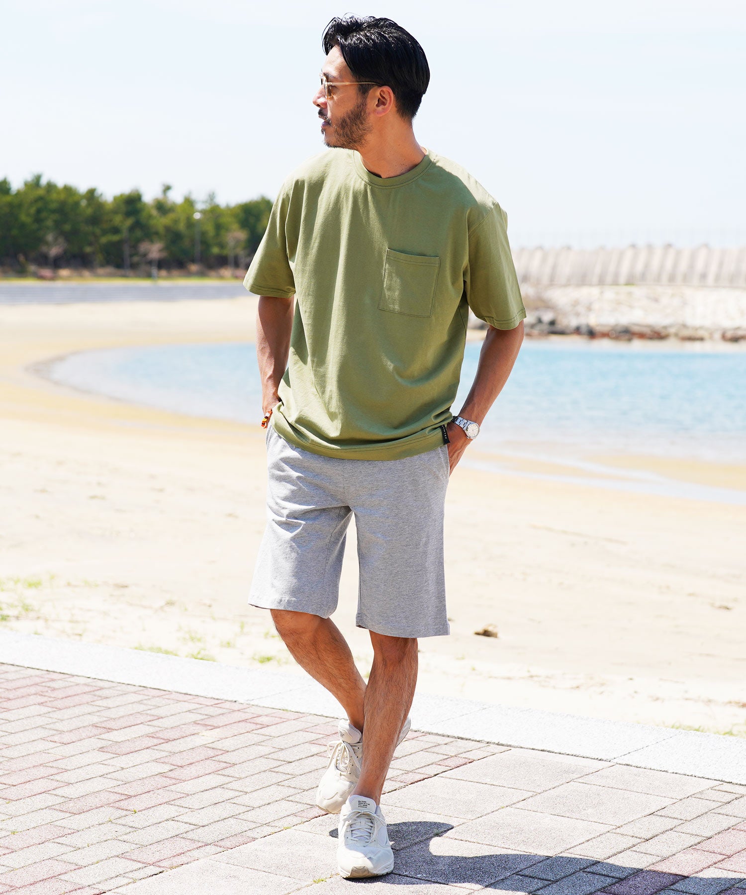 JIGGYS SHOP Crew Neck Plain T-Shirt with Pocket / Pocket T-Shirt for Men Short Sleeve Cut and Sew Slim Fit Top Inner