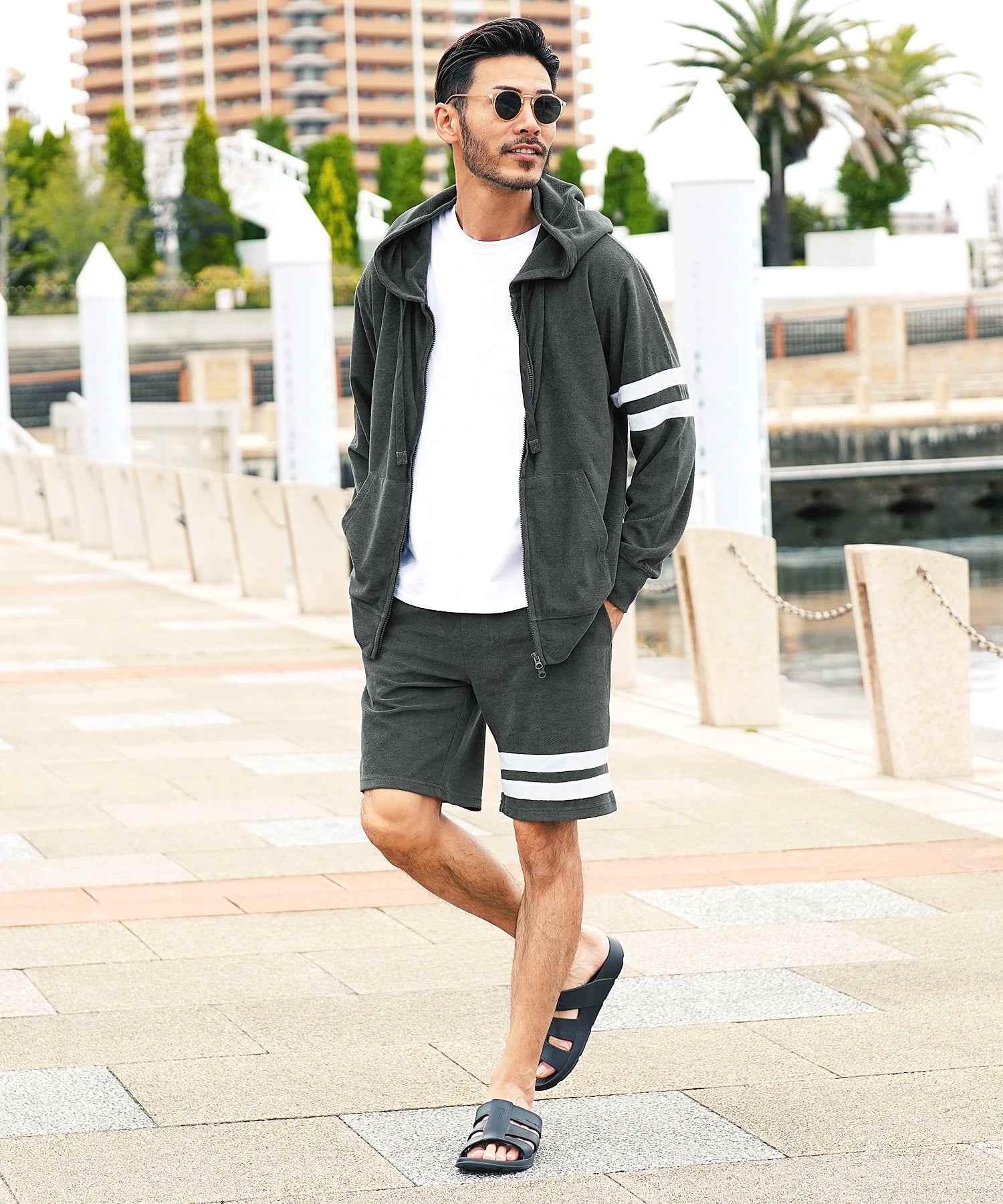 JIGGYS SHOP Multi-Pattern Pile Parker / Pile Parker Men's Lightweight Parka Room Wear Sports Gym Zip-Up Air Conditioning Countermeasure