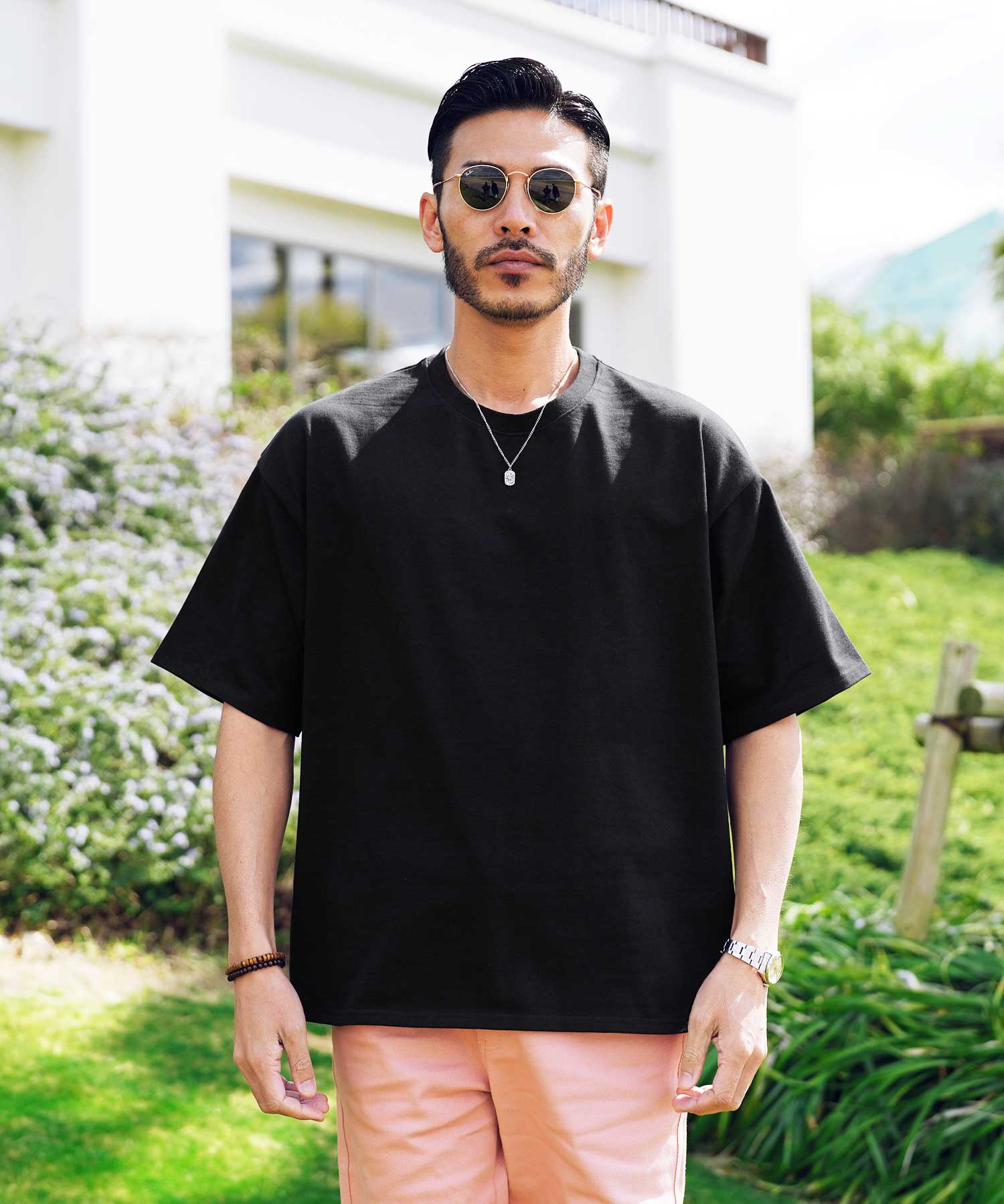 JIGGYS SHOP Heavy Ounce Big T-Shirt / Big Silhouette Oversized T-Shirt for Men Stylish Tee Short Sleeve Cut and Sew Tops Crew Neck