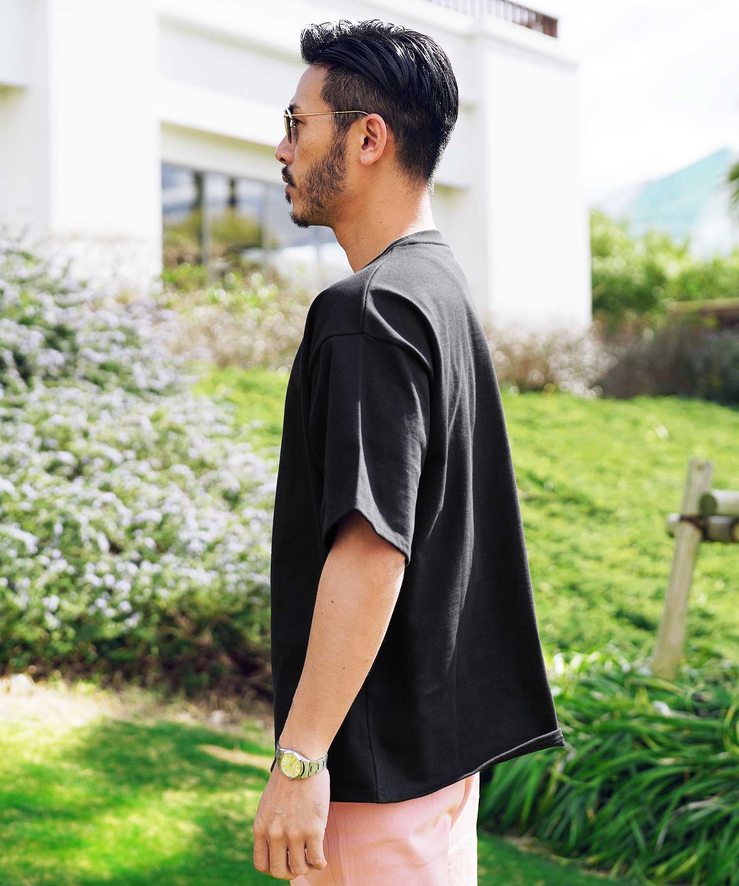 JIGGYS SHOP Heavy Ounce Big T-Shirt / Big Silhouette Oversized T-Shirt for Men Stylish Tee Short Sleeve Cut and Sew Tops Crew Neck