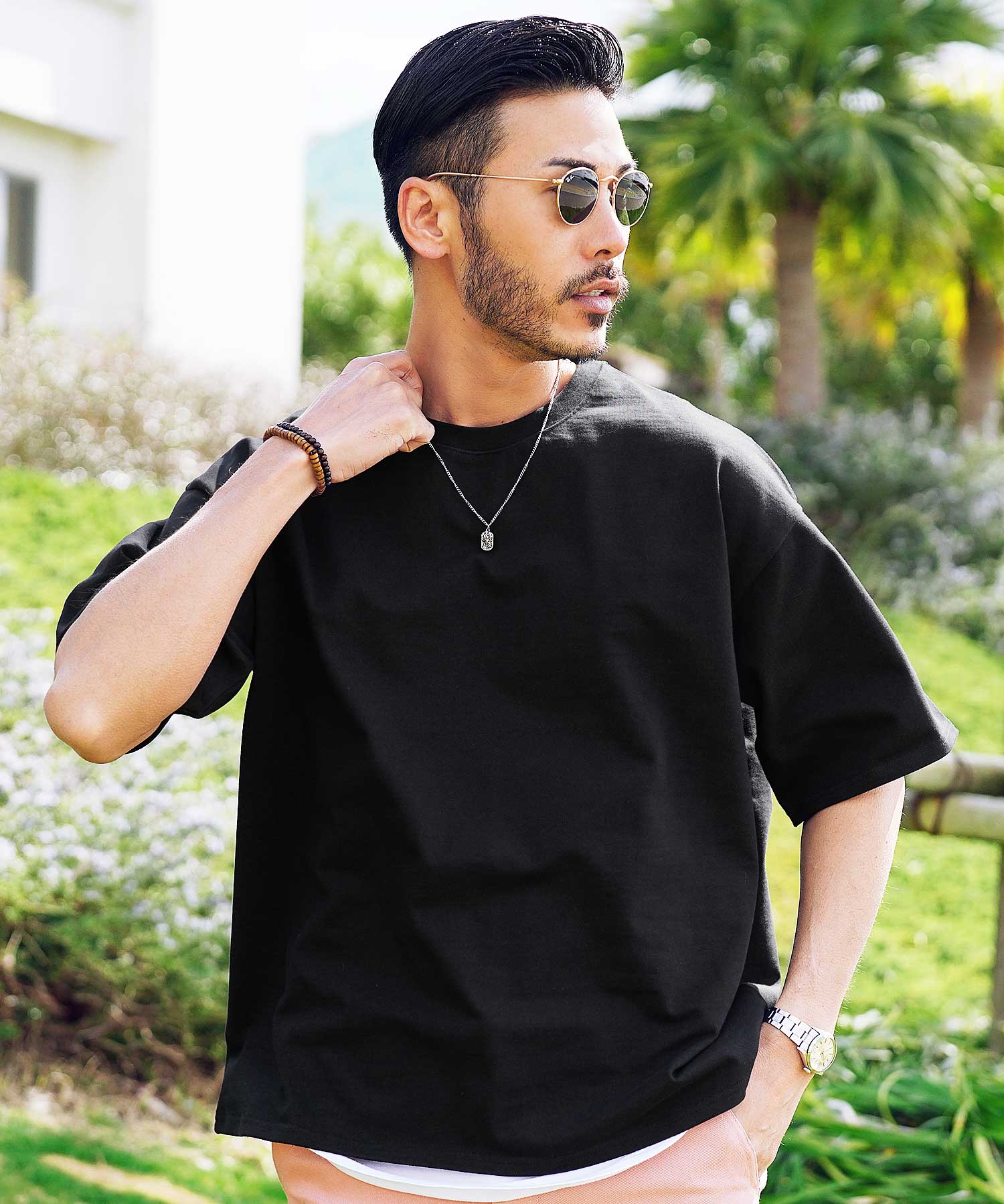 JIGGYS SHOP Heavy Ounce Big T-Shirt / Big Silhouette Oversized T-Shirt for Men Stylish Tee Short Sleeve Cut and Sew Tops Crew Neck