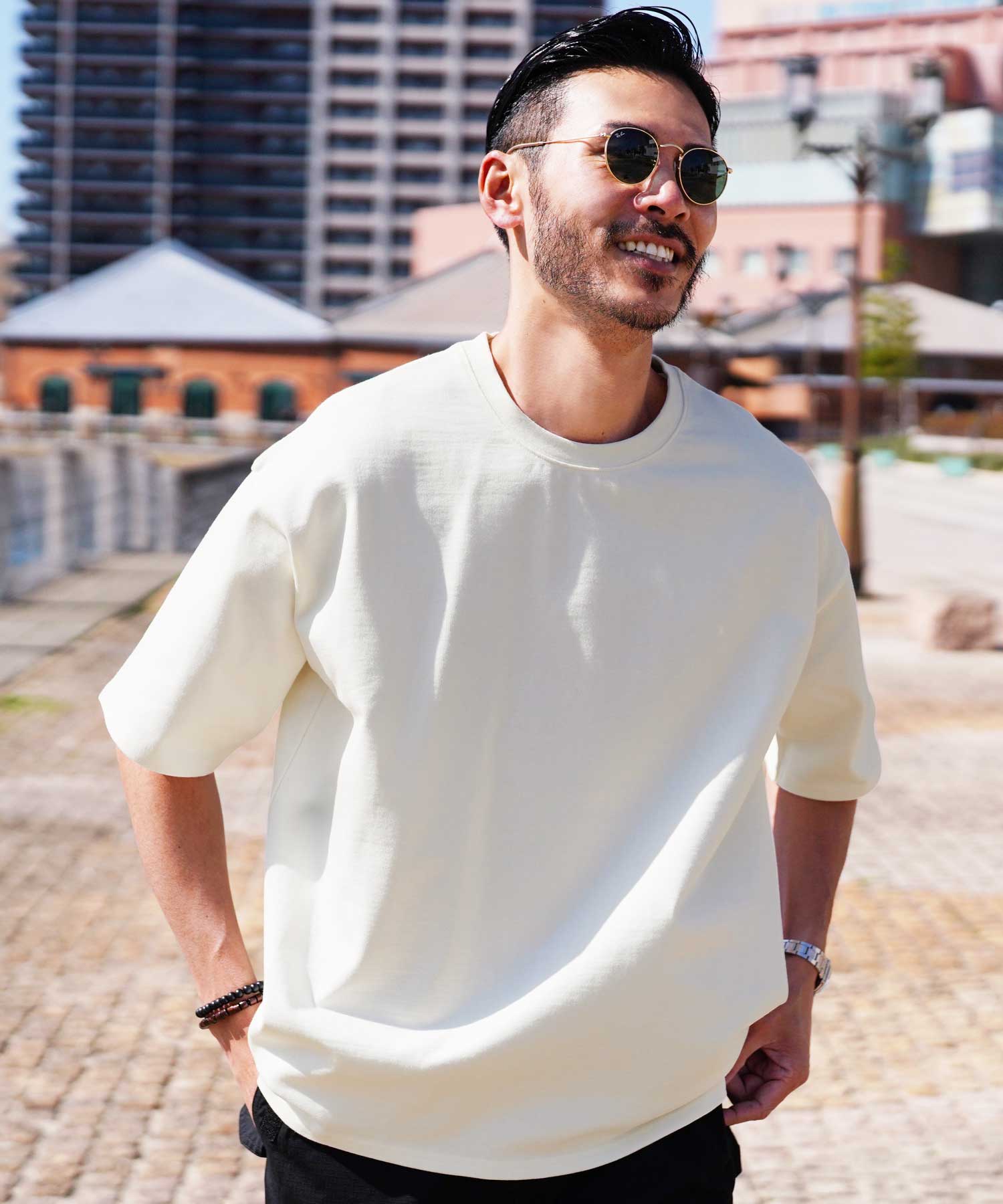 JIGGYS SHOP Heavy Ounce Big T-Shirt / Big Silhouette Oversized T-Shirt for Men Stylish Tee Short Sleeve Cut and Sew Tops Crew Neck