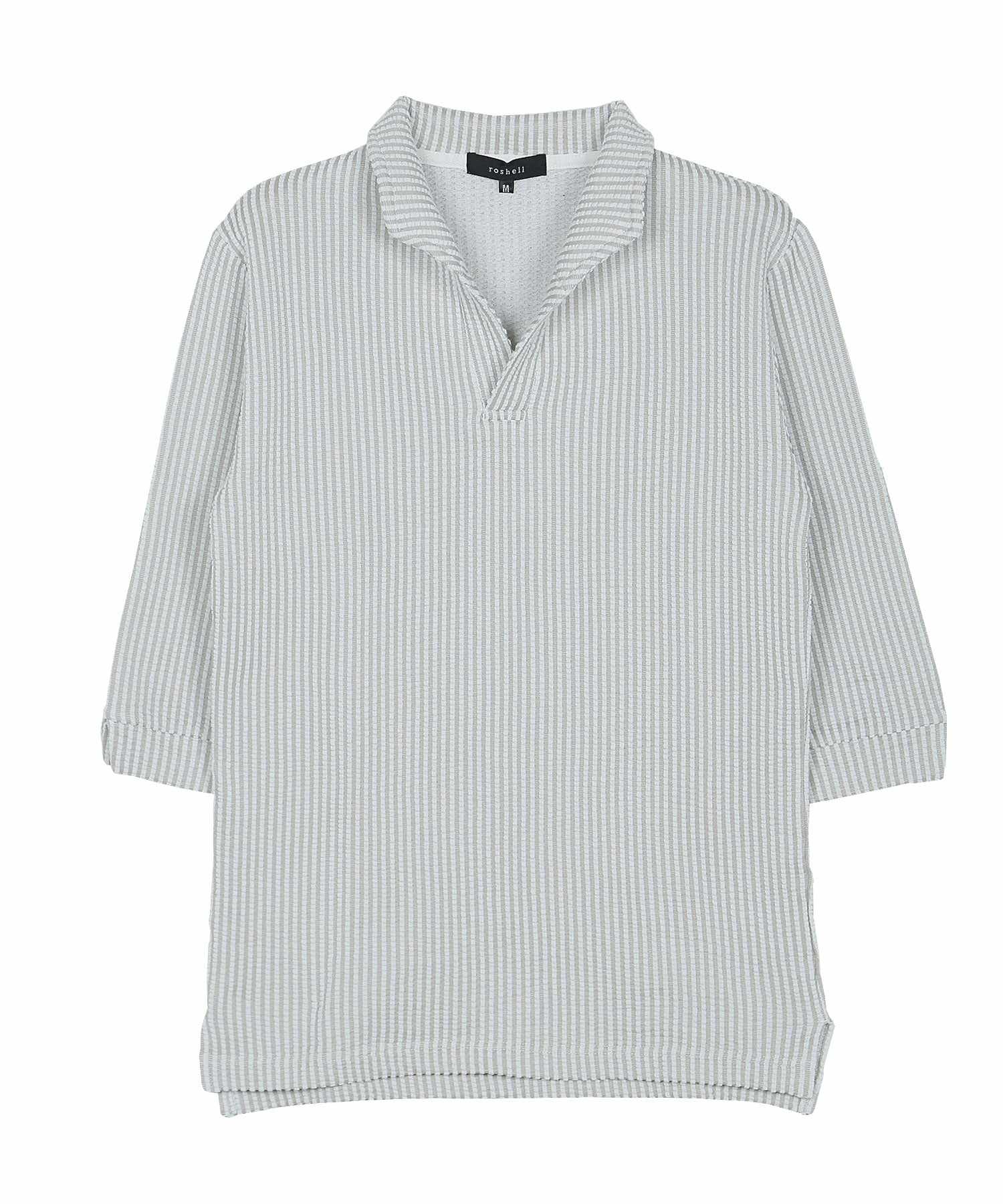 JIGGYS SHOP Seersucker Wire Collar 5-Short Sleeve Polo Shirt / Polo Shirt 5-Short Sleeve Short Sleeve Men's Stylish Stand Collar Clothing Summer Clothing Spring Clothing Odor Resistant Antibacterial