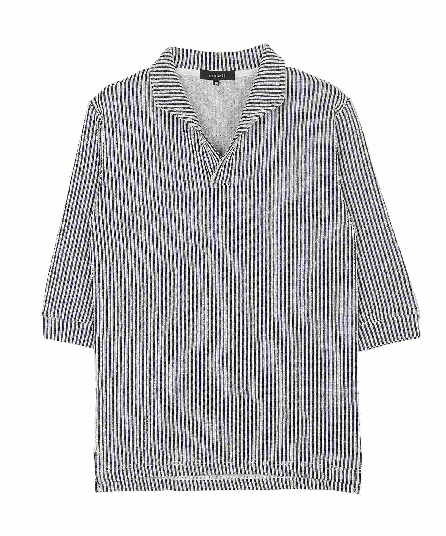 JIGGYS SHOP Seersucker Wire Collar 5-Short Sleeve Polo Shirt / Polo Shirt 5-Short Sleeve Short Sleeve Men's Stylish Stand Collar Clothing Summer Clothing Spring Clothing Odor Resistant Antibacterial