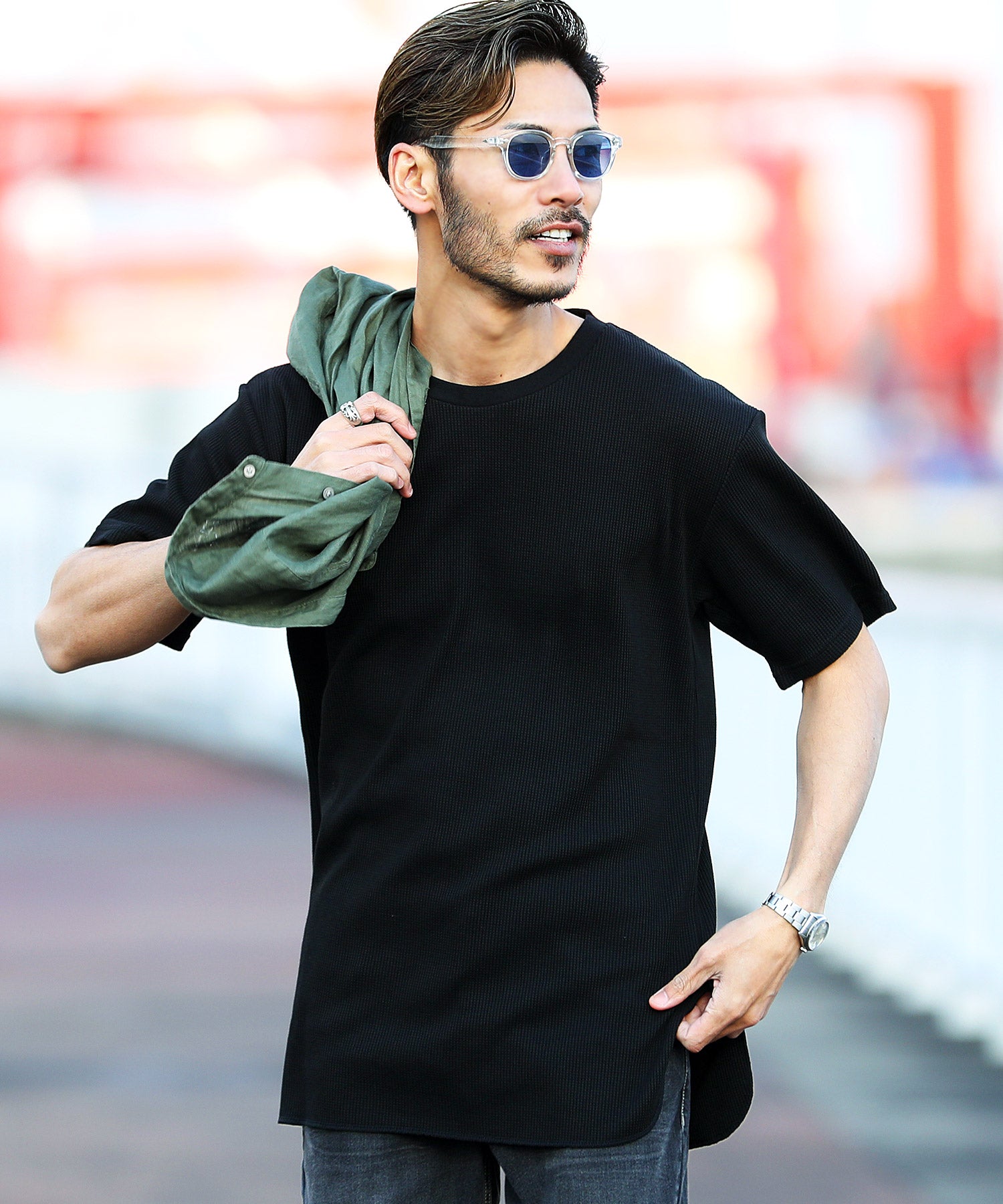 ジギーズショップ JIGGYS SHOP 長款鬆餅多功能 / 長款 T恤 男士 時尚 T恤 短袖 長袖 背心 上衣 圓領