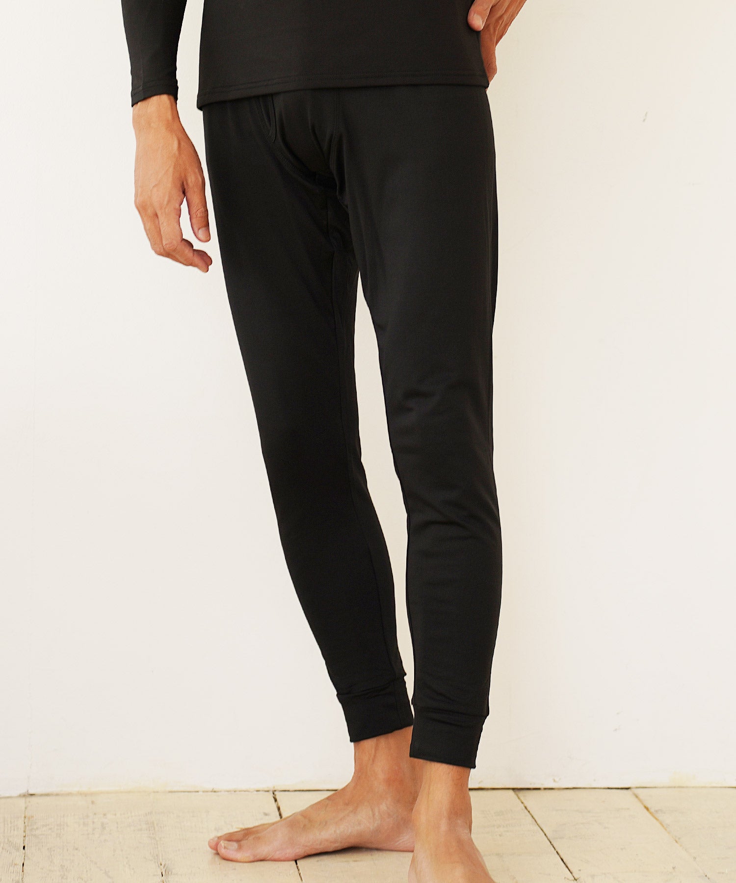 JIGGYS SHOP Heat Inner Fleece-Lined Leggings / Warm Men's Leggings Tights Spats Inner Fleece-Lined Front Opening Stretch Quick-Dry 【Non-Returnable Item】