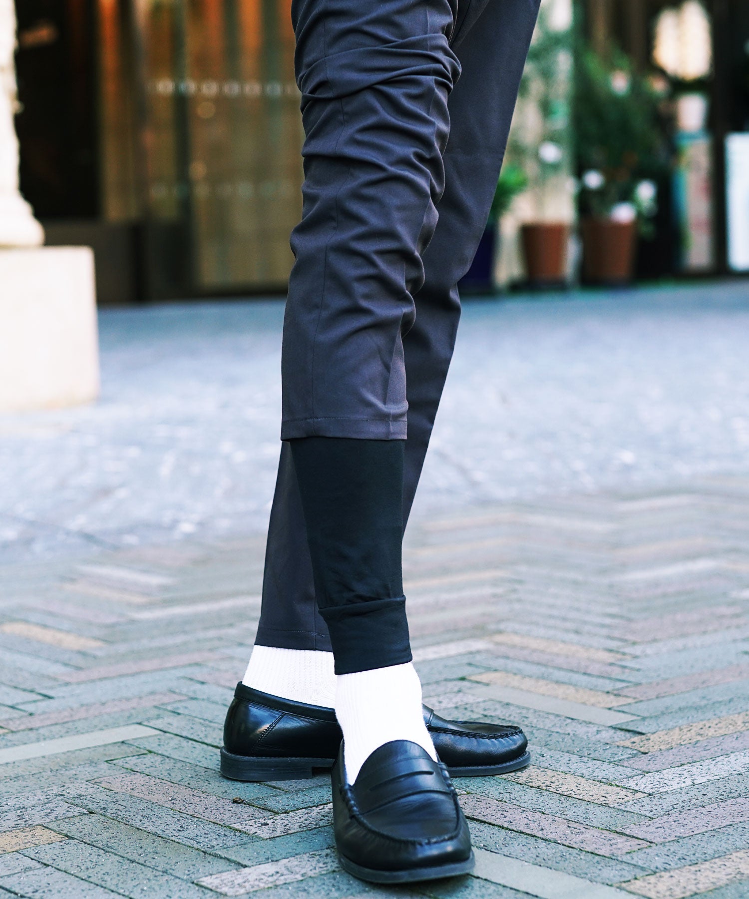 JIGGYS SHOP Heat Inner Fleece-Lined Leggings / Warm Men's Leggings Tights Spats Inner Fleece-Lined Front Opening Stretch Quick-Dry 【Non-Returnable Item】