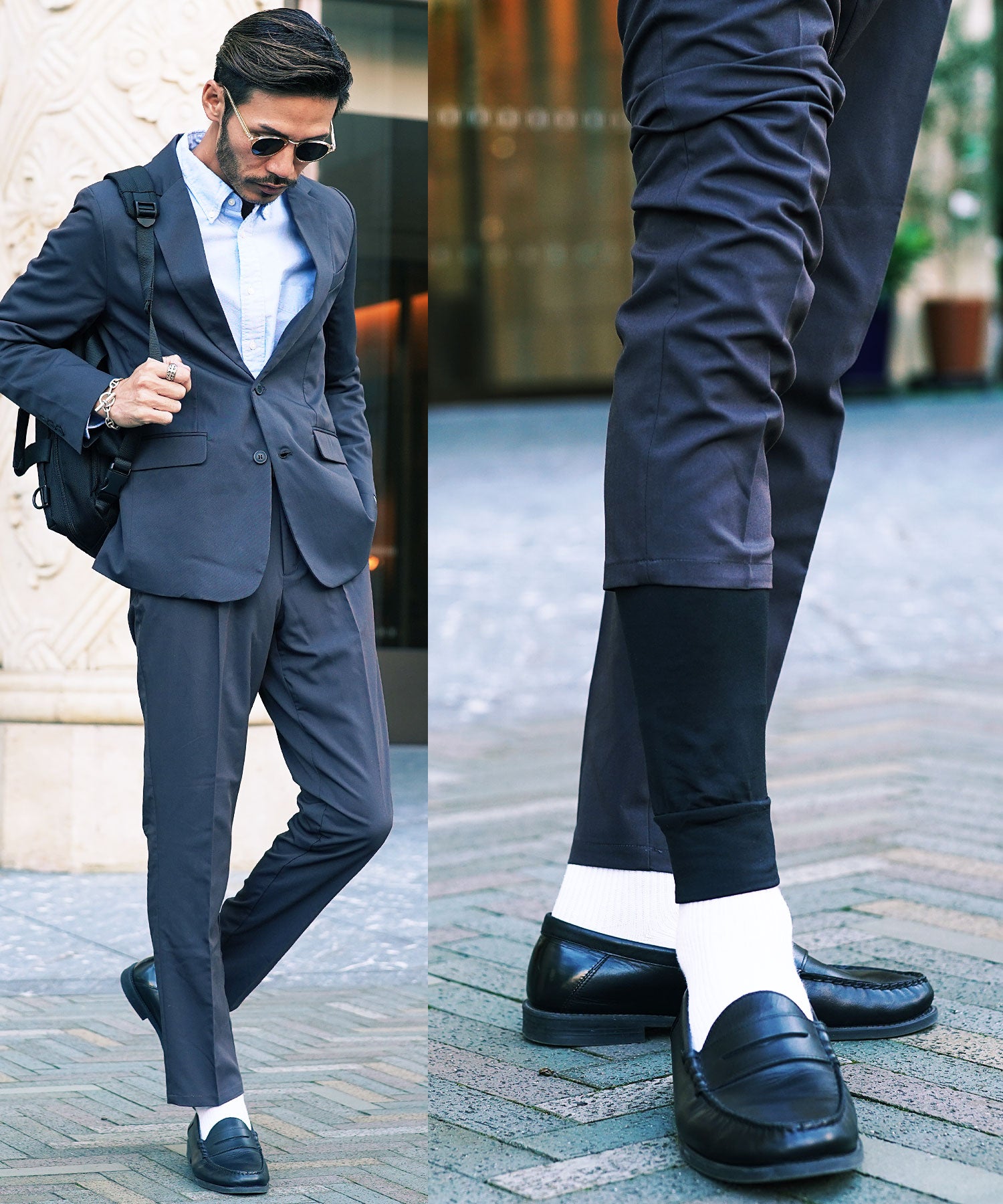 JIGGYS SHOP Heat Inner Fleece-Lined Leggings / Warm Men's Leggings Tights Spats Inner Fleece-Lined Front Opening Stretch Quick-Dry 【Non-Returnable Item】