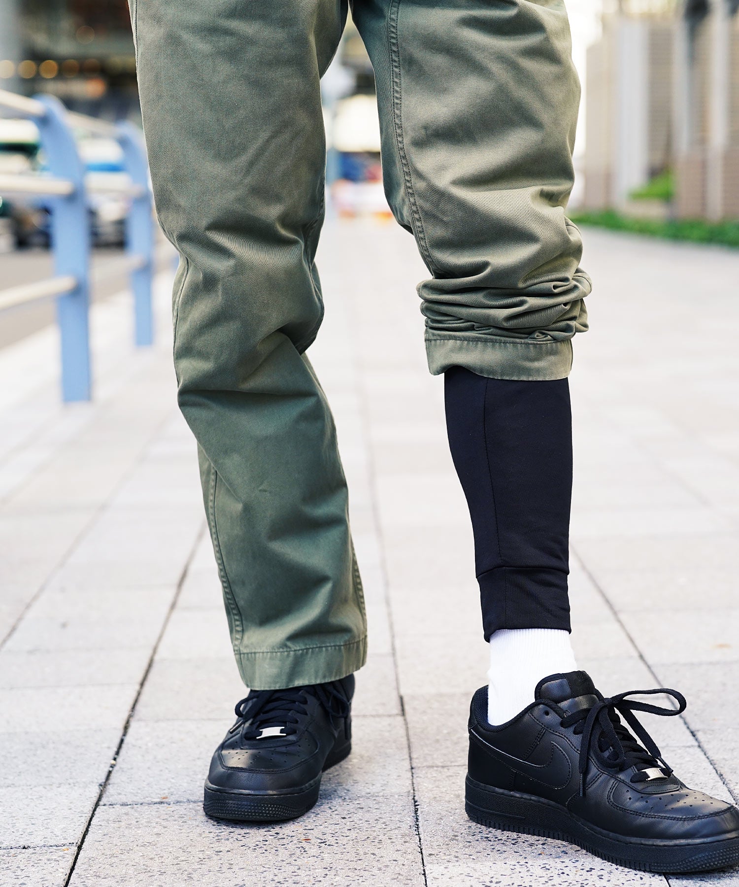 JIGGYS SHOP Heat Inner Fleece-Lined Leggings / Warm Men's Leggings Tights Spats Inner Fleece-Lined Front Opening Stretch Quick-Dry 【Non-Returnable Item】