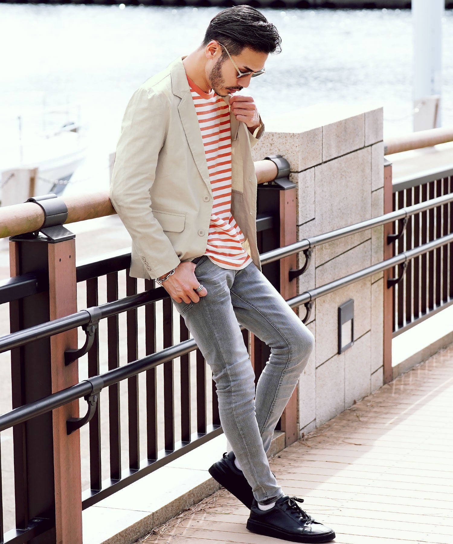 JIGGYS SHOP Cotton Linen Stretch Tailored Jacket / Summer Men's Tailored Outer Lightweight Jacket Light Casual Golf