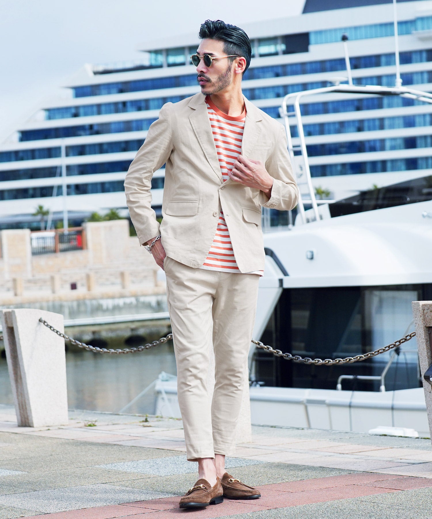 JIGGYS SHOP Cotton Linen Stretch Tailored Jacket / Summer Men's Tailored Outer Lightweight Jacket Light Casual Golf