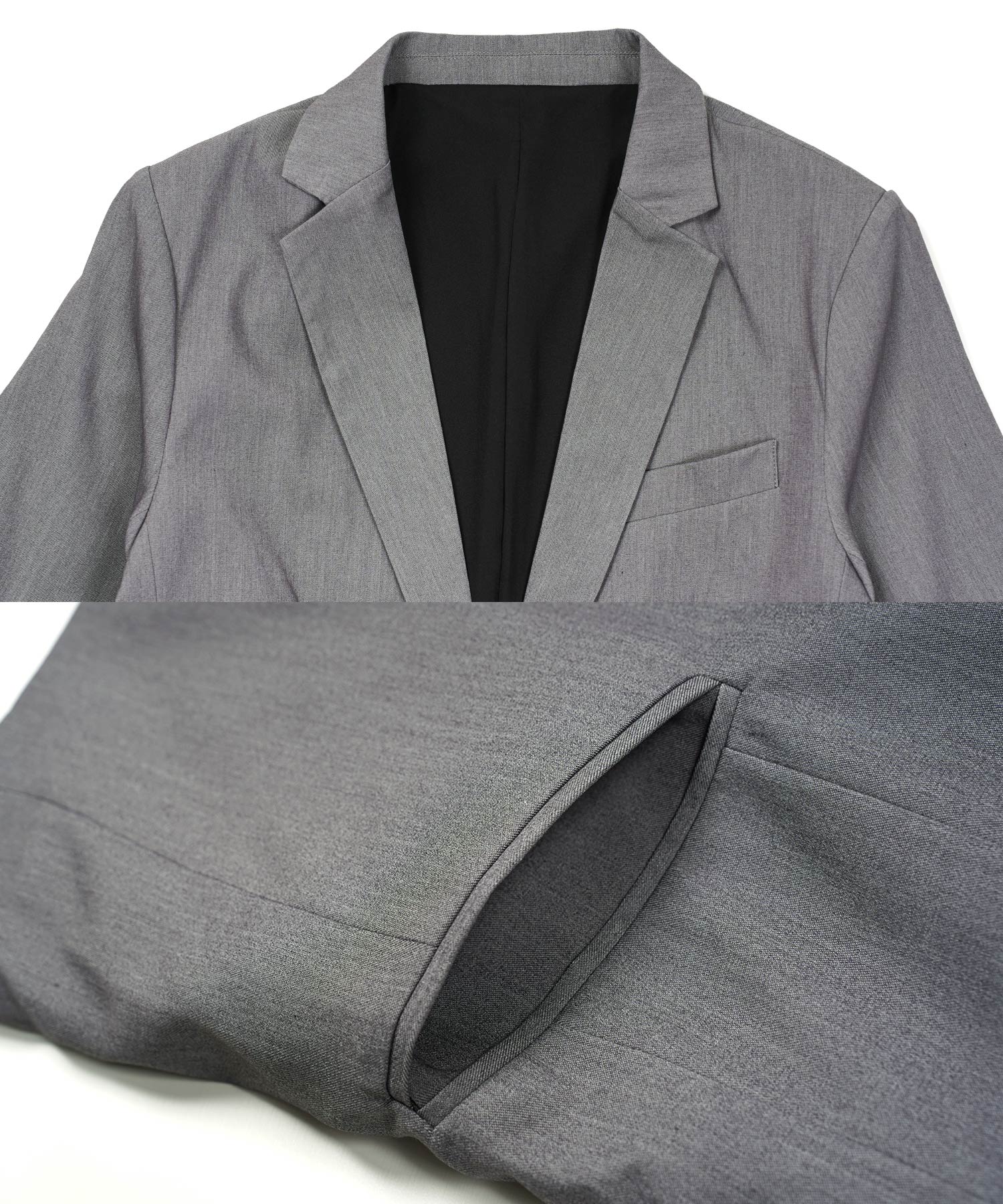 JIGGYS SHOP TR Stretch Tailored 3/4 Sleeve Jacket / Men's Jacket Tailored Blazer Outer Casual Business Office Summer Three-Quarter Sleeve