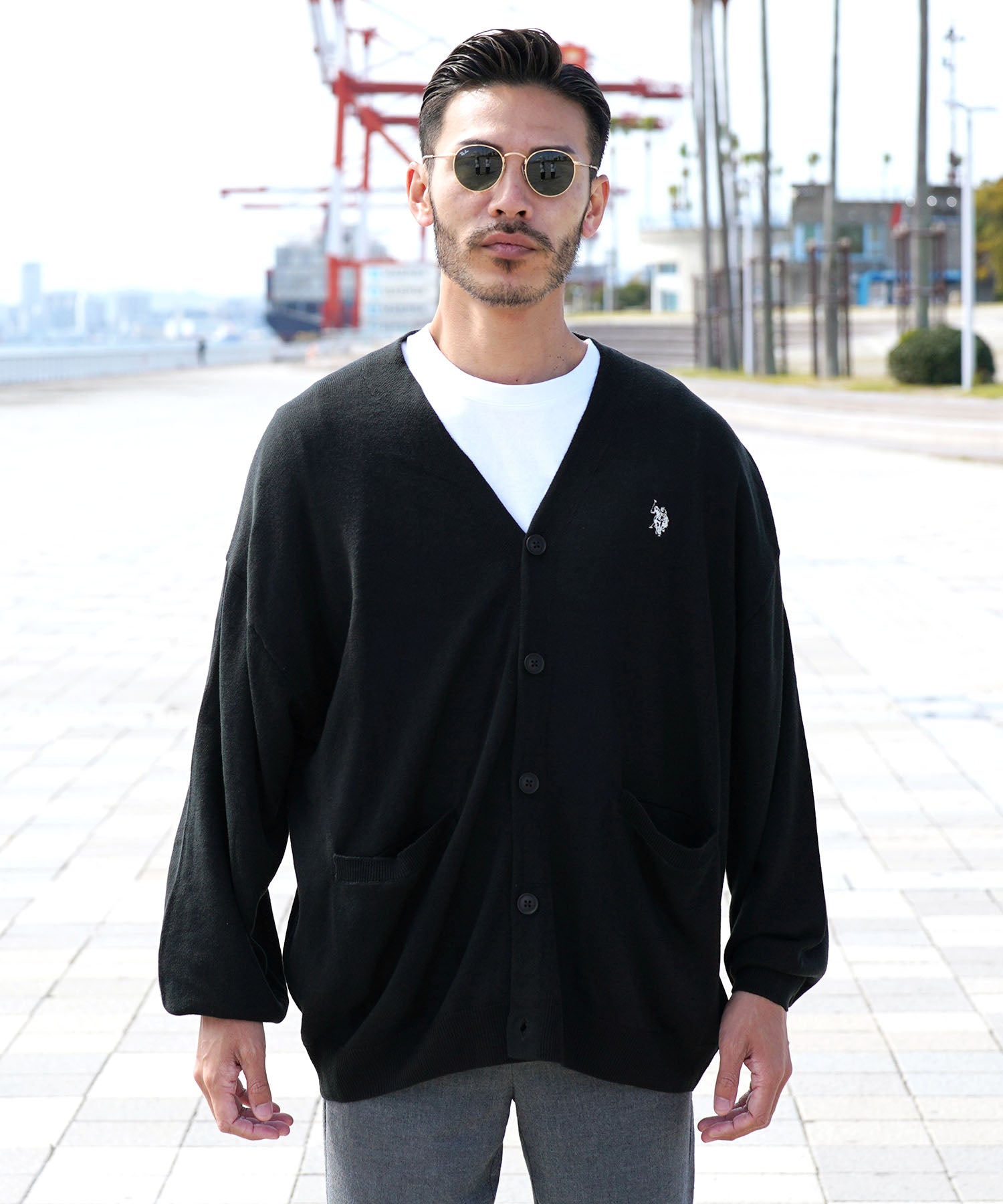 ジギーズショップ JIGGYS SHOP US.POLO ASSN. 別注コットンタッチカーディガン / メンズ フード カーディガン トップスビッグシルエット オーバーサイズ