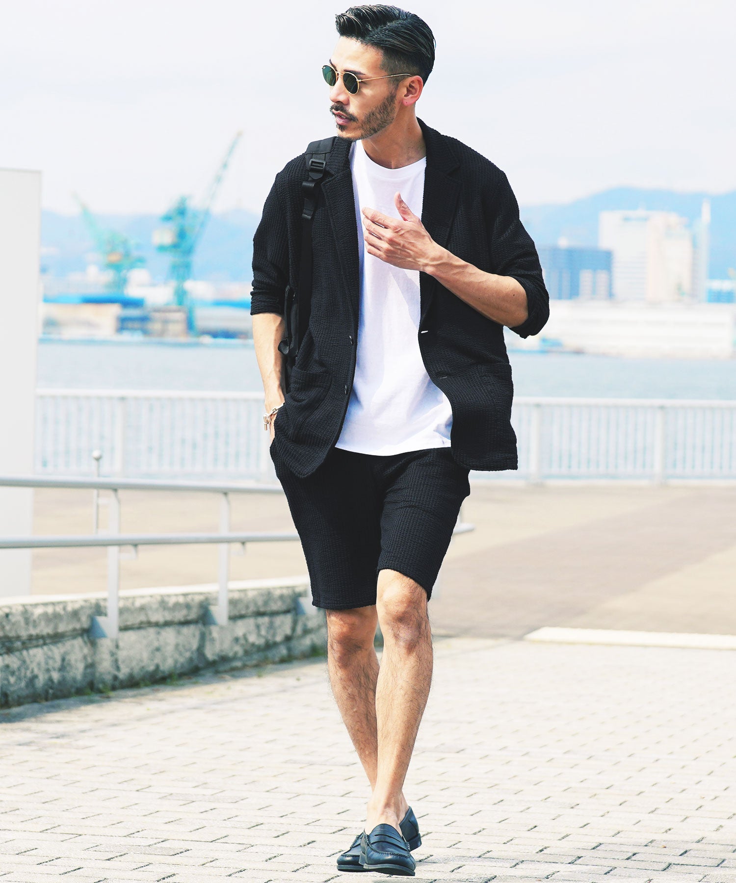 JIGGYS SHOP Seersucker 7/8 Sleeve Tailored Jacket / Men's Jacket Lightweight Tailored Summer 7/8 Sleeve Outerwear