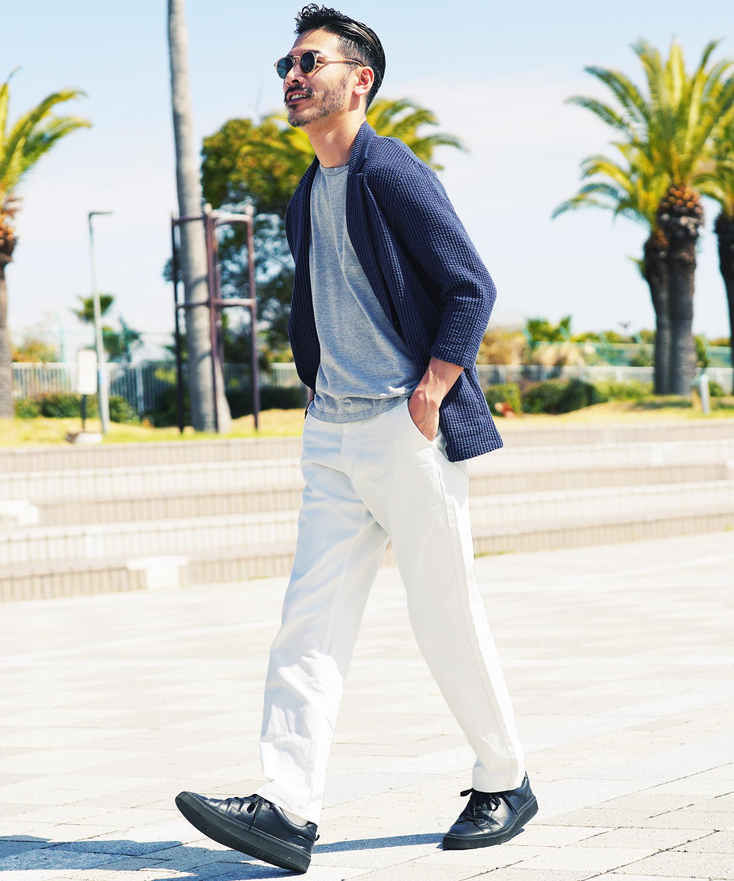 JIGGYS SHOP Seersucker 7/8 Sleeve Tailored Jacket / Men's Jacket Lightweight Tailored Summer 7/8 Sleeve Outerwear