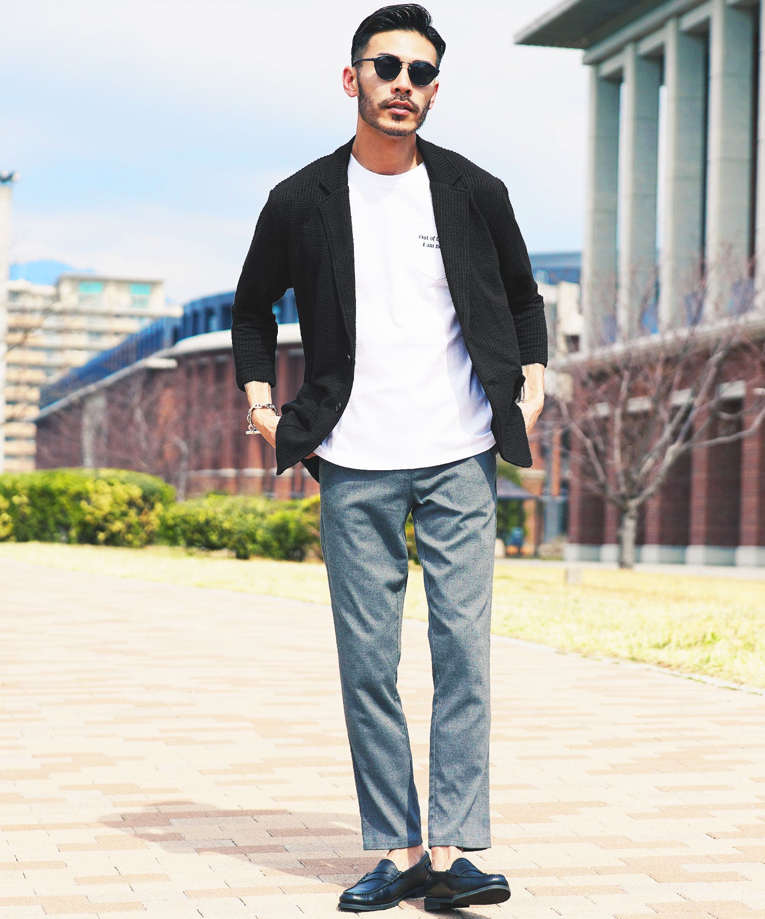 JIGGYS SHOP Seersucker 7/8 Sleeve Tailored Jacket / Men's Jacket Lightweight Tailored Summer 7/8 Sleeve Outerwear