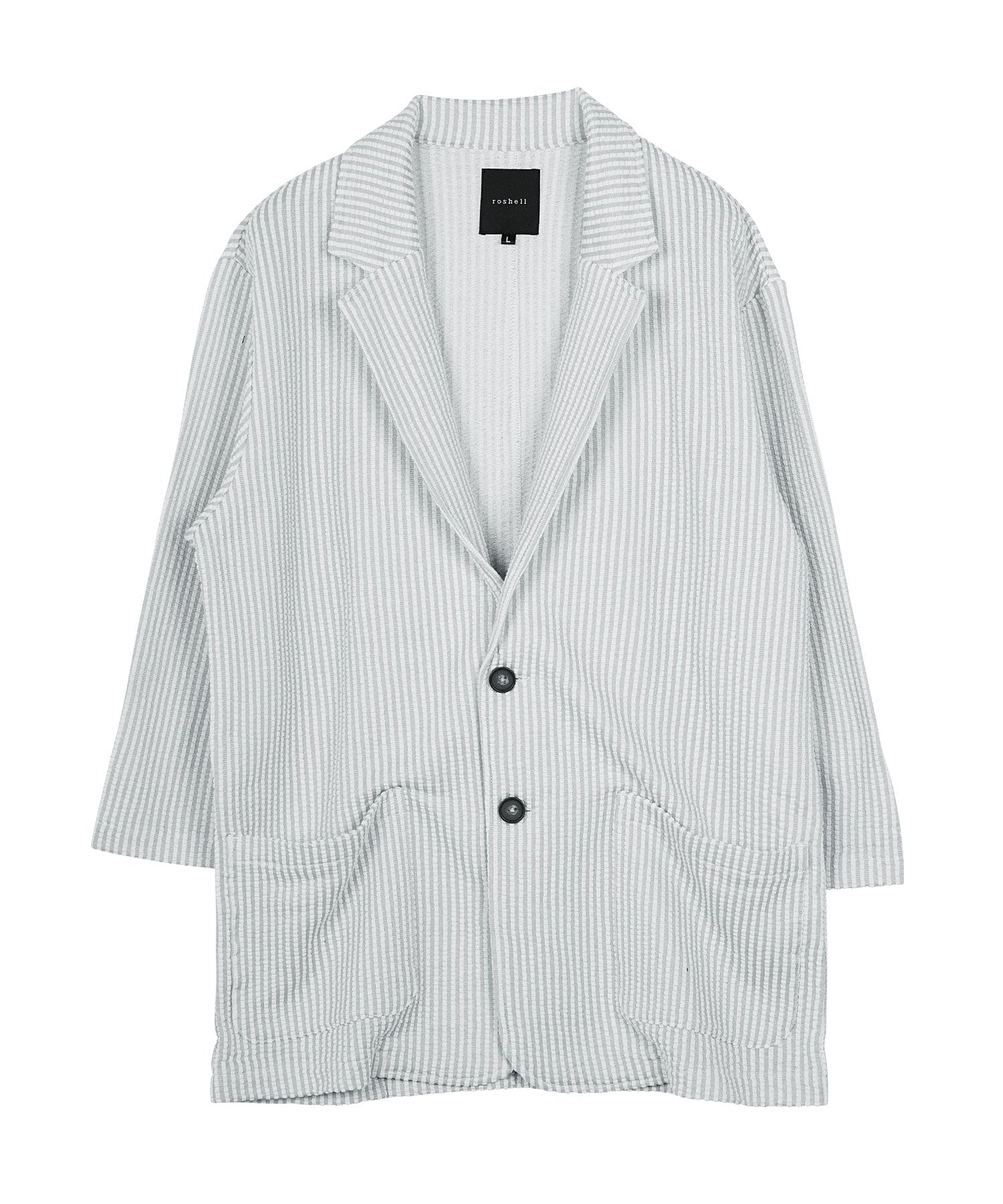 JIGGYS SHOP Seersucker 7/8 Sleeve Tailored Jacket / Men's Jacket Lightweight Tailored Summer 7/8 Sleeve Outerwear