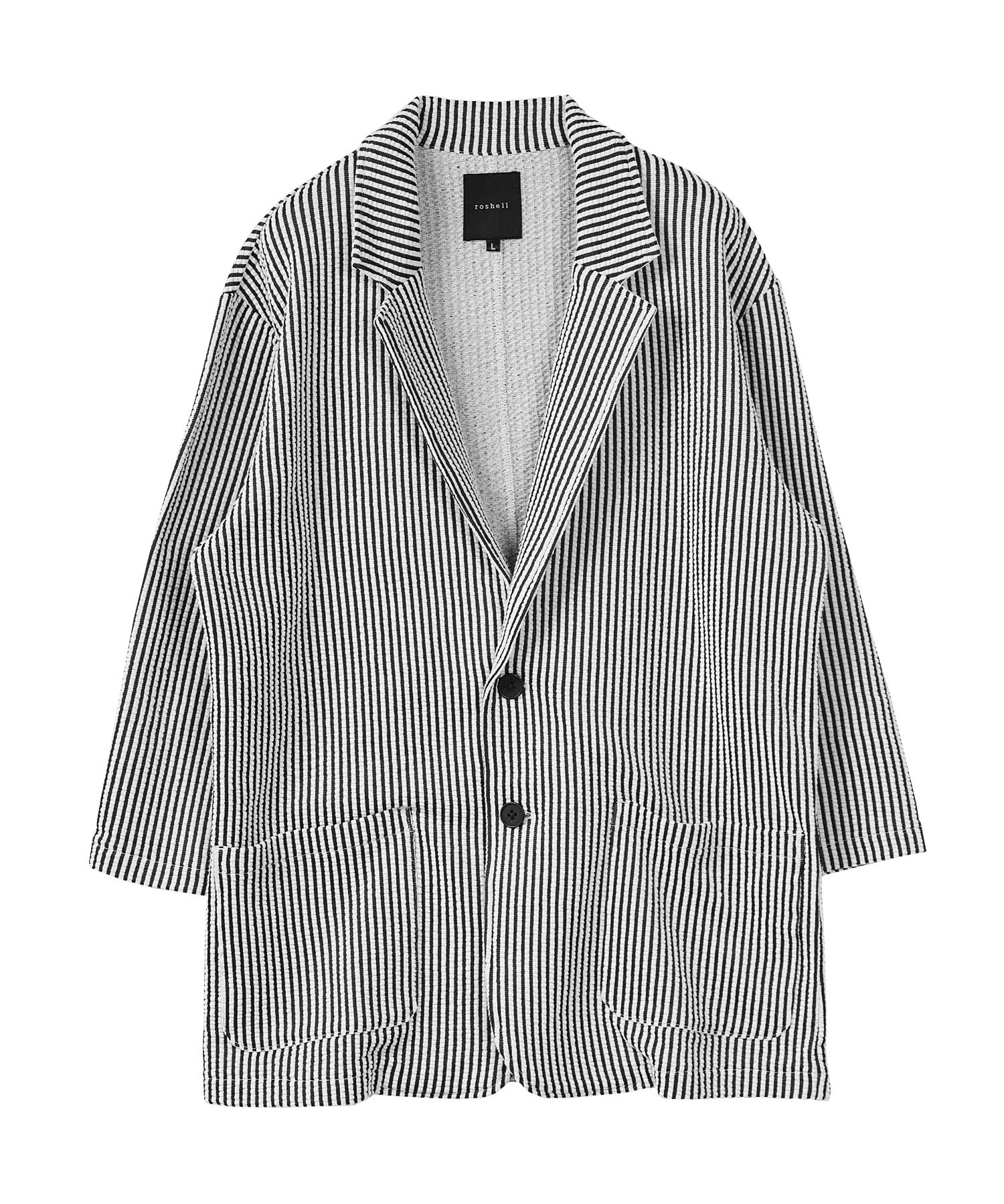 JIGGYS SHOP Seersucker 7/8 Sleeve Tailored Jacket / Men's Jacket Lightweight Tailored Summer 7/8 Sleeve Outerwear
