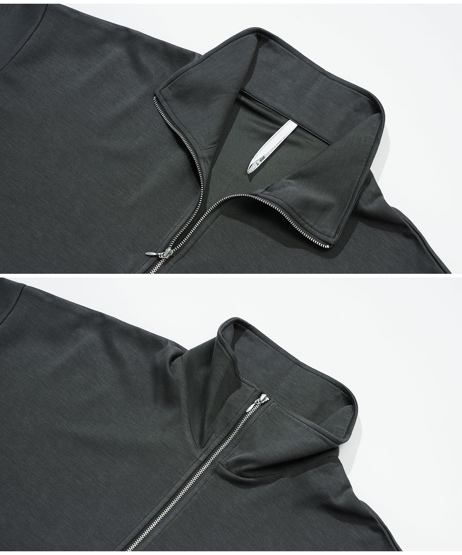 JIGGYS SHOP Cardboard Knit Half Zip Pullover / Half ZIP T-Shirt Men's Tee Short Sleeve Cut and Sew Top Loose Fit