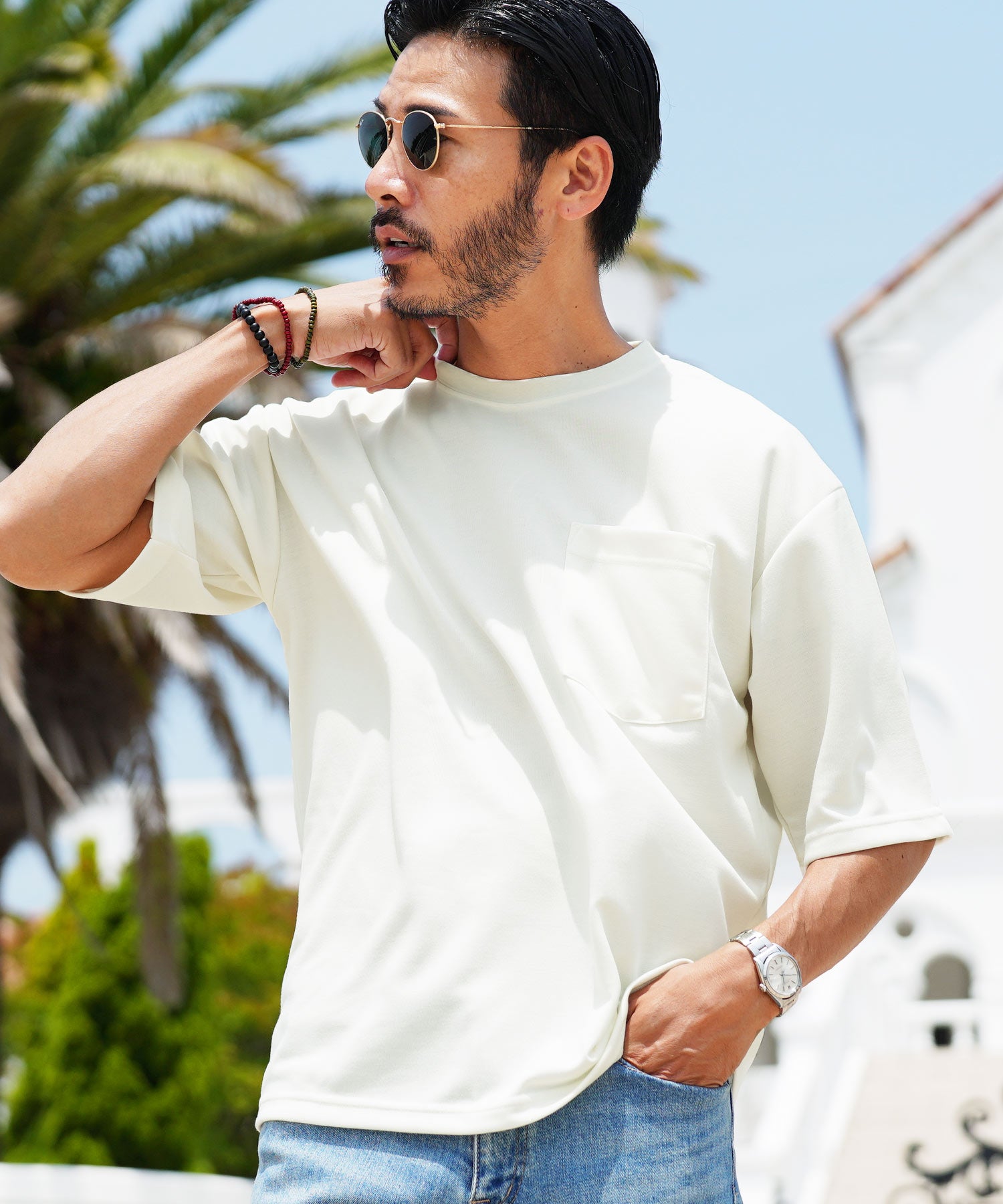 JIGGYS SHOP Quick-Drying Smooth T-Shirt / Quick-Dry T-Shirt for Men Short Sleeve Cut and Sew Tops Loose Fit