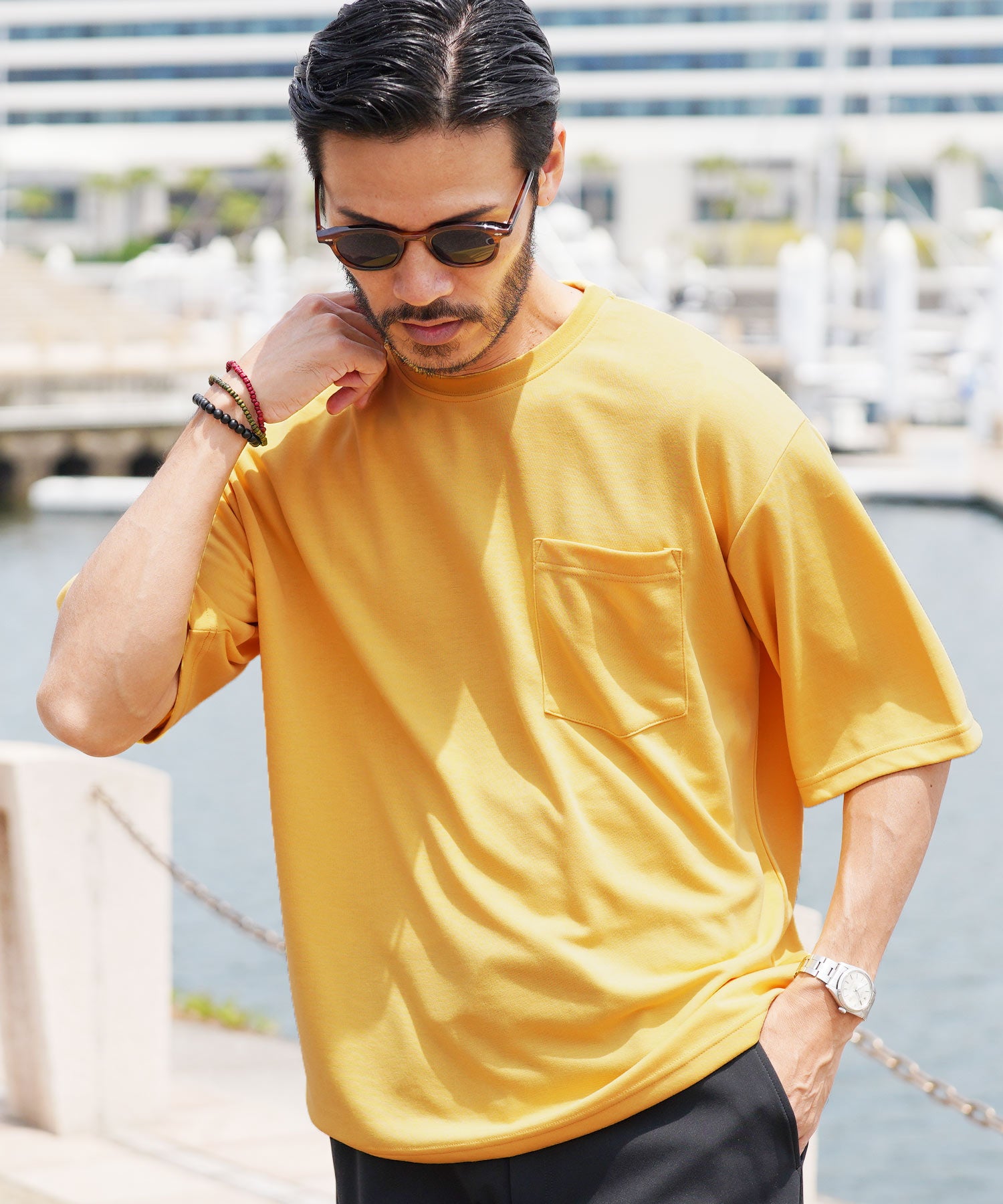 JIGGYS SHOP Quick-Drying Smooth T-Shirt / Quick-Dry T-Shirt for Men Short Sleeve Cut and Sew Tops Loose Fit