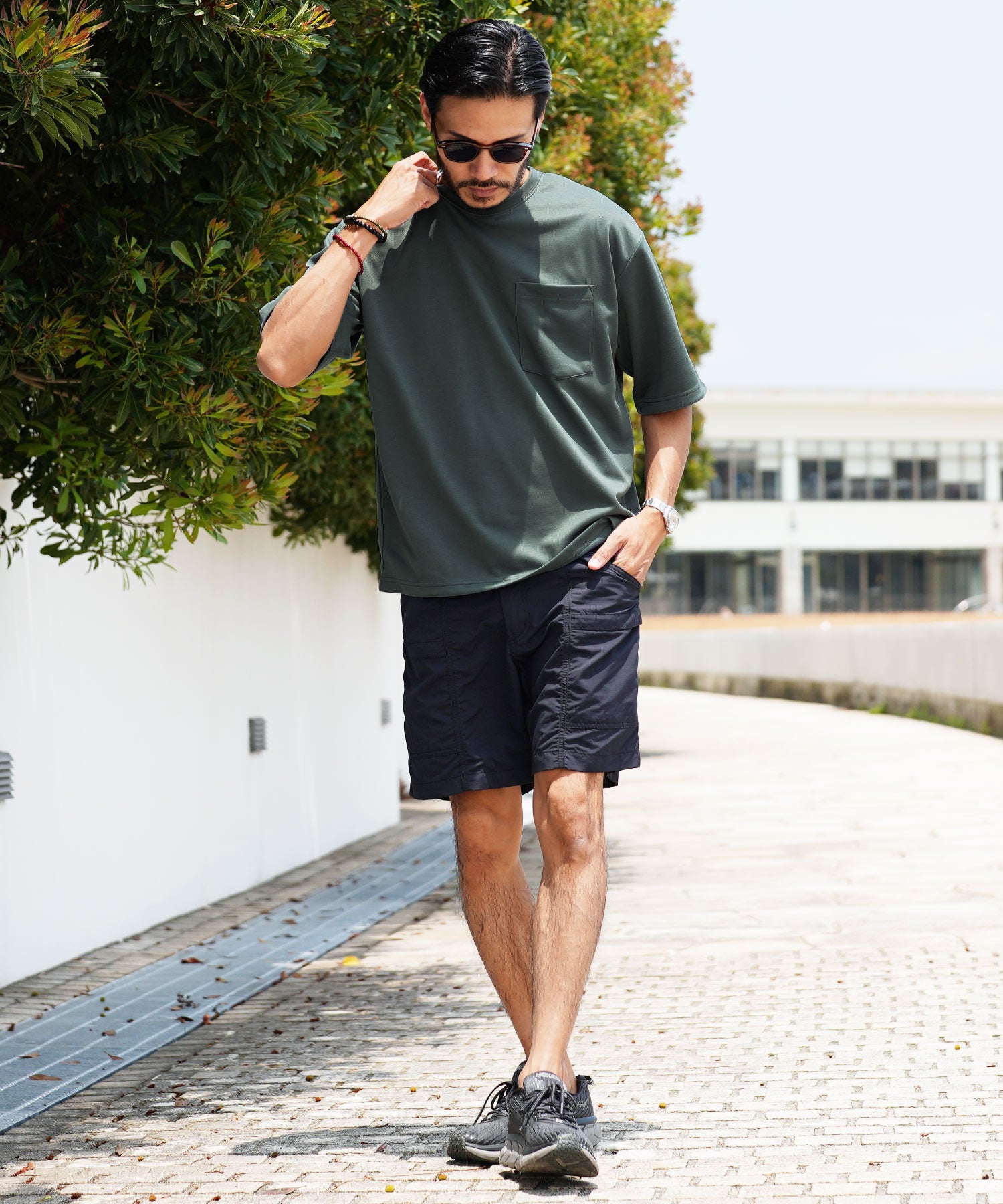 JIGGYS SHOP Quick-Drying Smooth T-Shirt / Quick-Dry T-Shirt for Men Short Sleeve Cut and Sew Tops Loose Fit