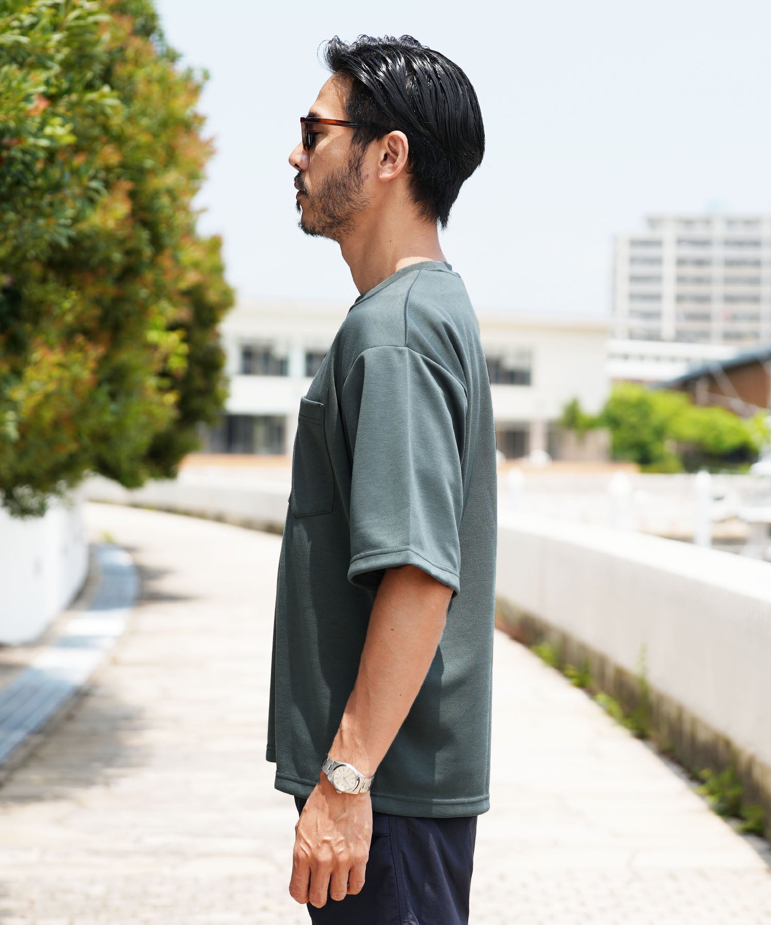 JIGGYS SHOP Quick-Drying Smooth T-Shirt / Quick-Dry T-Shirt for Men Short Sleeve Cut and Sew Tops Loose Fit