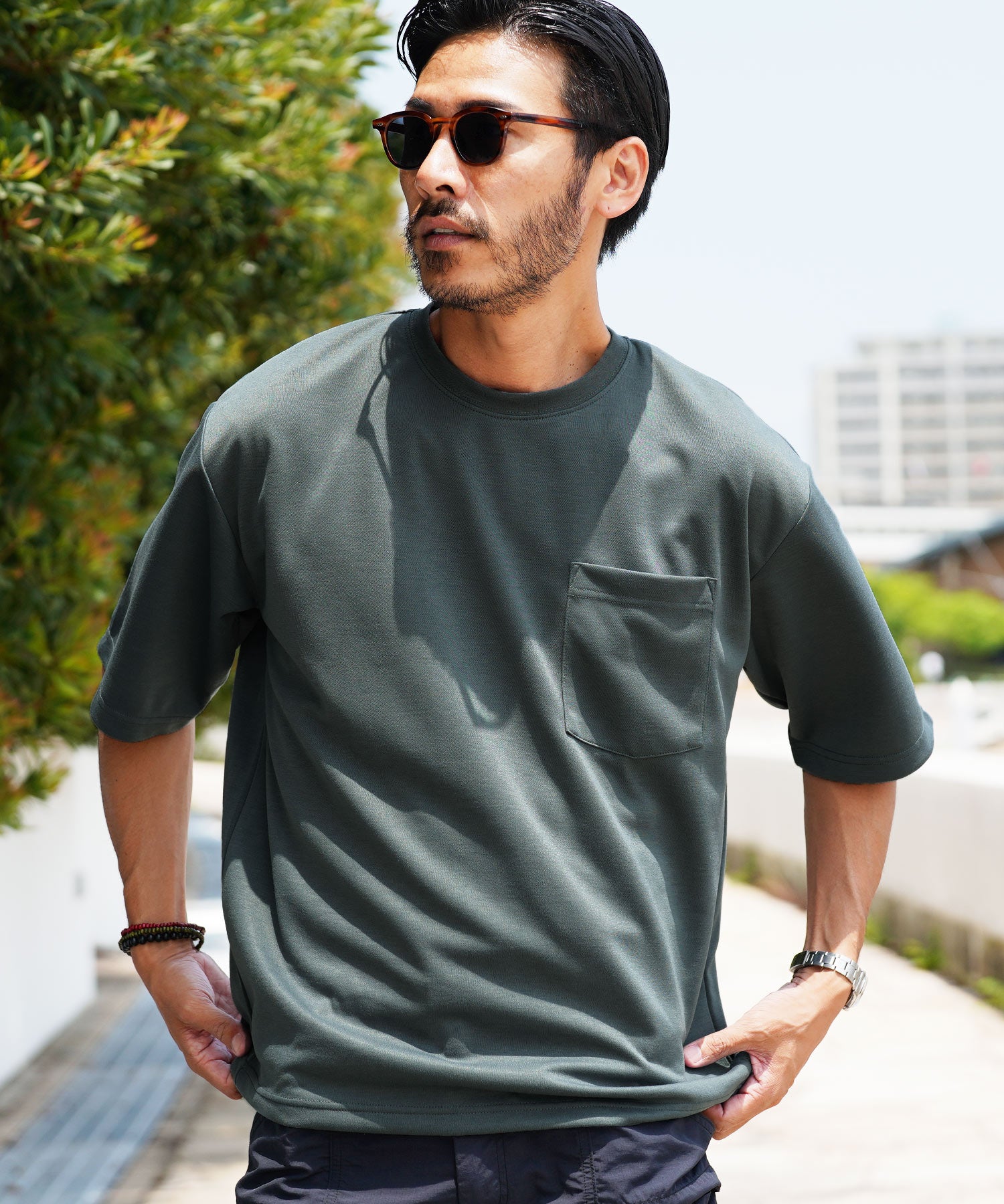 JIGGYS SHOP Quick-Drying Smooth T-Shirt / Quick-Dry T-Shirt for Men Short Sleeve Cut and Sew Tops Loose Fit