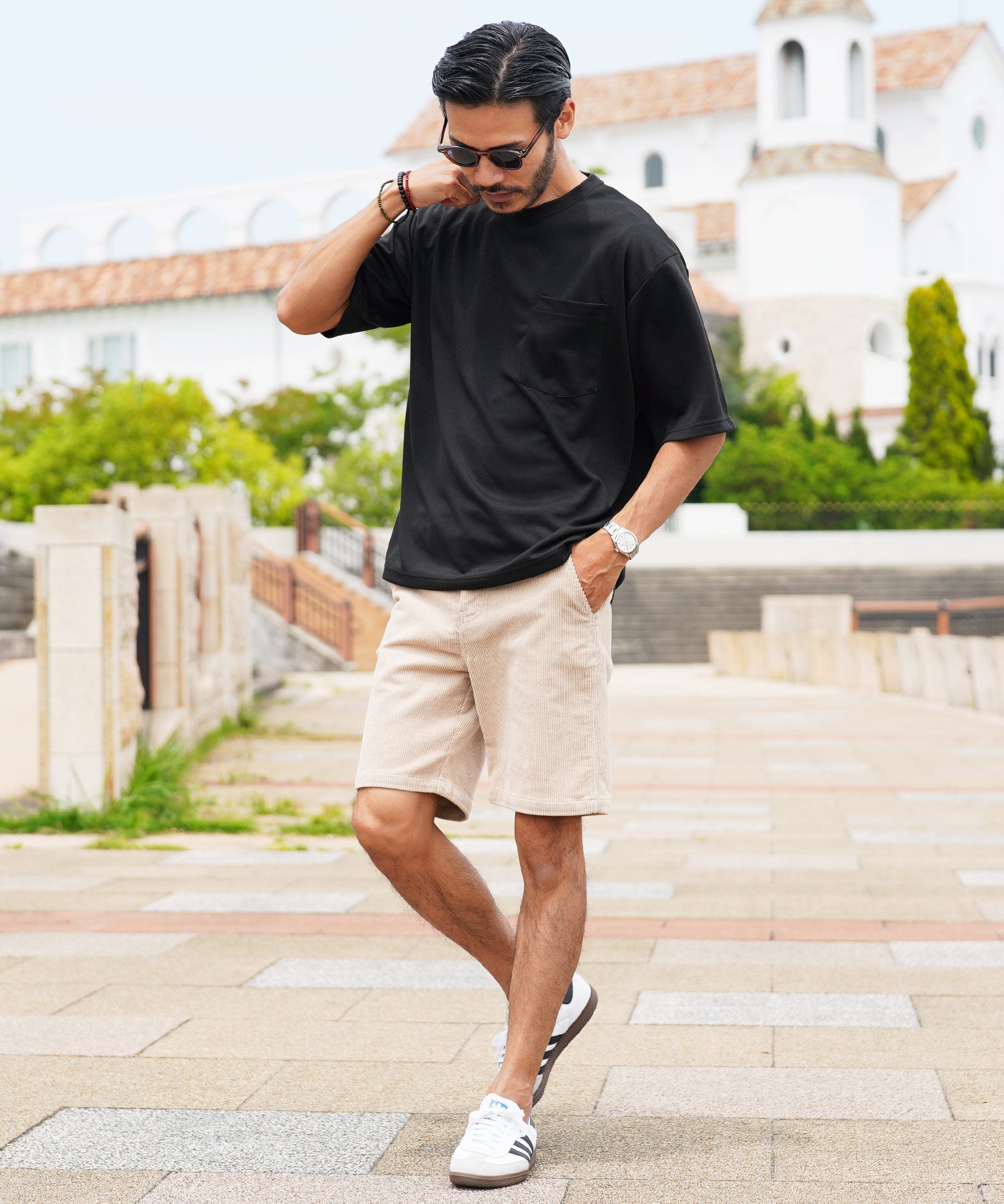 JIGGYS SHOP Quick-Drying Smooth T-Shirt / Quick-Dry T-Shirt for Men Short Sleeve Cut and Sew Tops Loose Fit