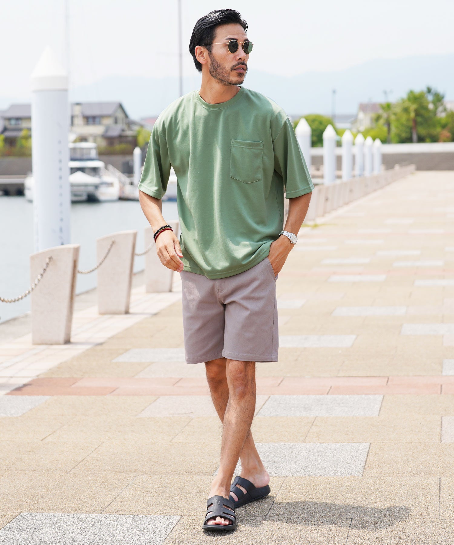 JIGGYS SHOP Quick-Drying Smooth T-Shirt / Quick-Dry T-Shirt for Men Short Sleeve Cut and Sew Tops Loose Fit