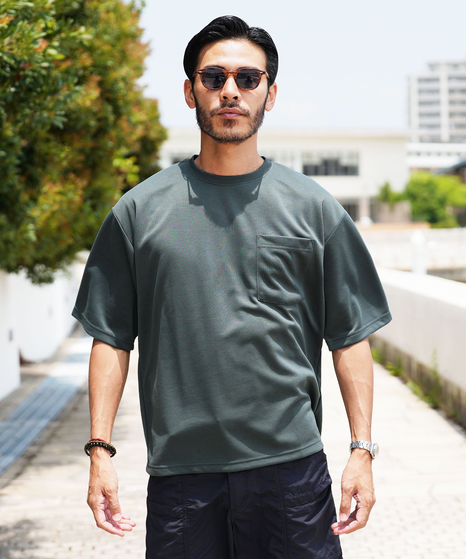 JIGGYS SHOP Quick-Drying Smooth T-Shirt / Quick-Dry T-Shirt for Men Short Sleeve Cut and Sew Tops Loose Fit