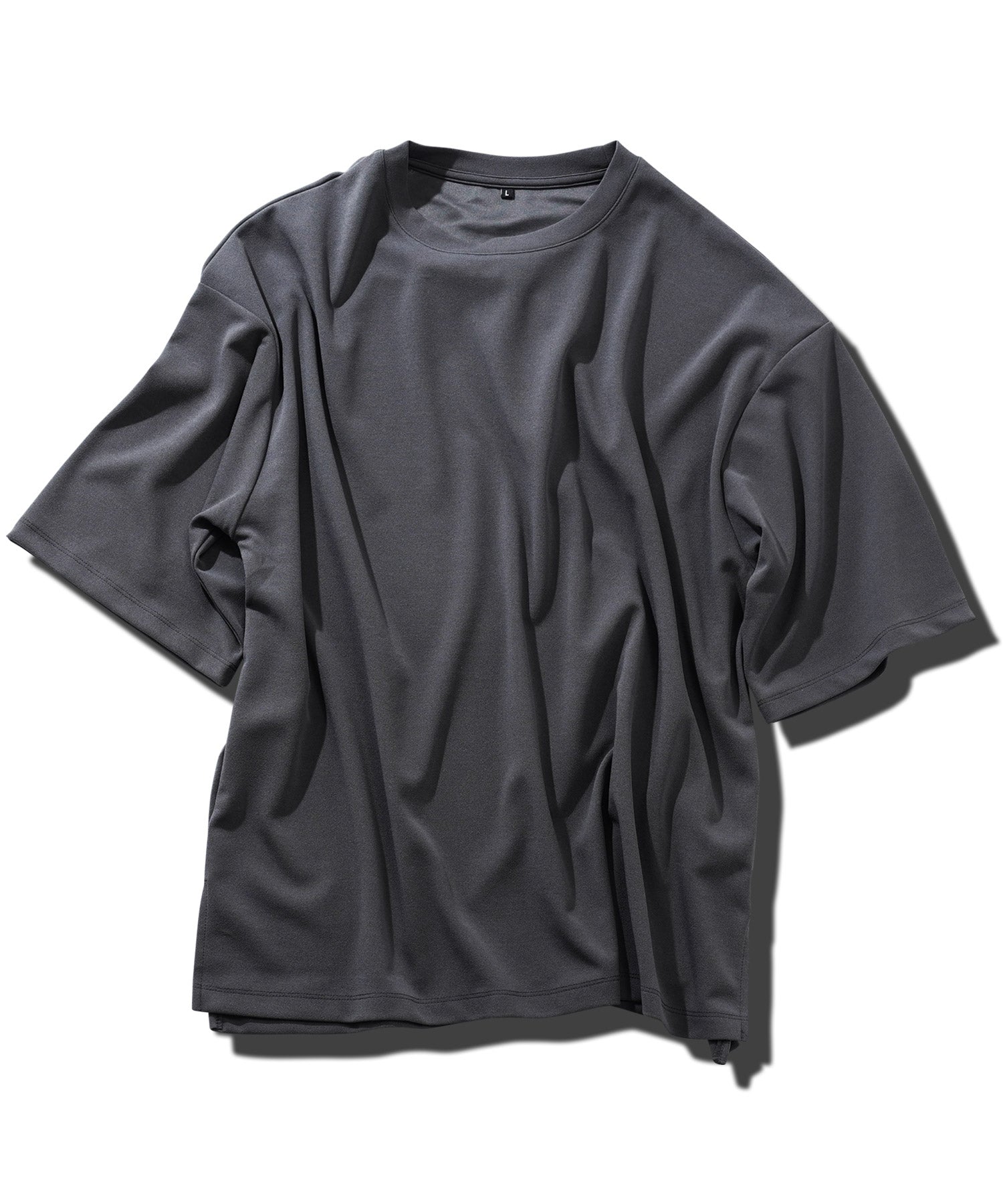JIGGYS SHOP UV Cut Pearskin Hem Slit BIG T / T-shirt Men's Tee Short Sleeve Cut and Sew Top Big Silhouette Oversized Loose Stretch