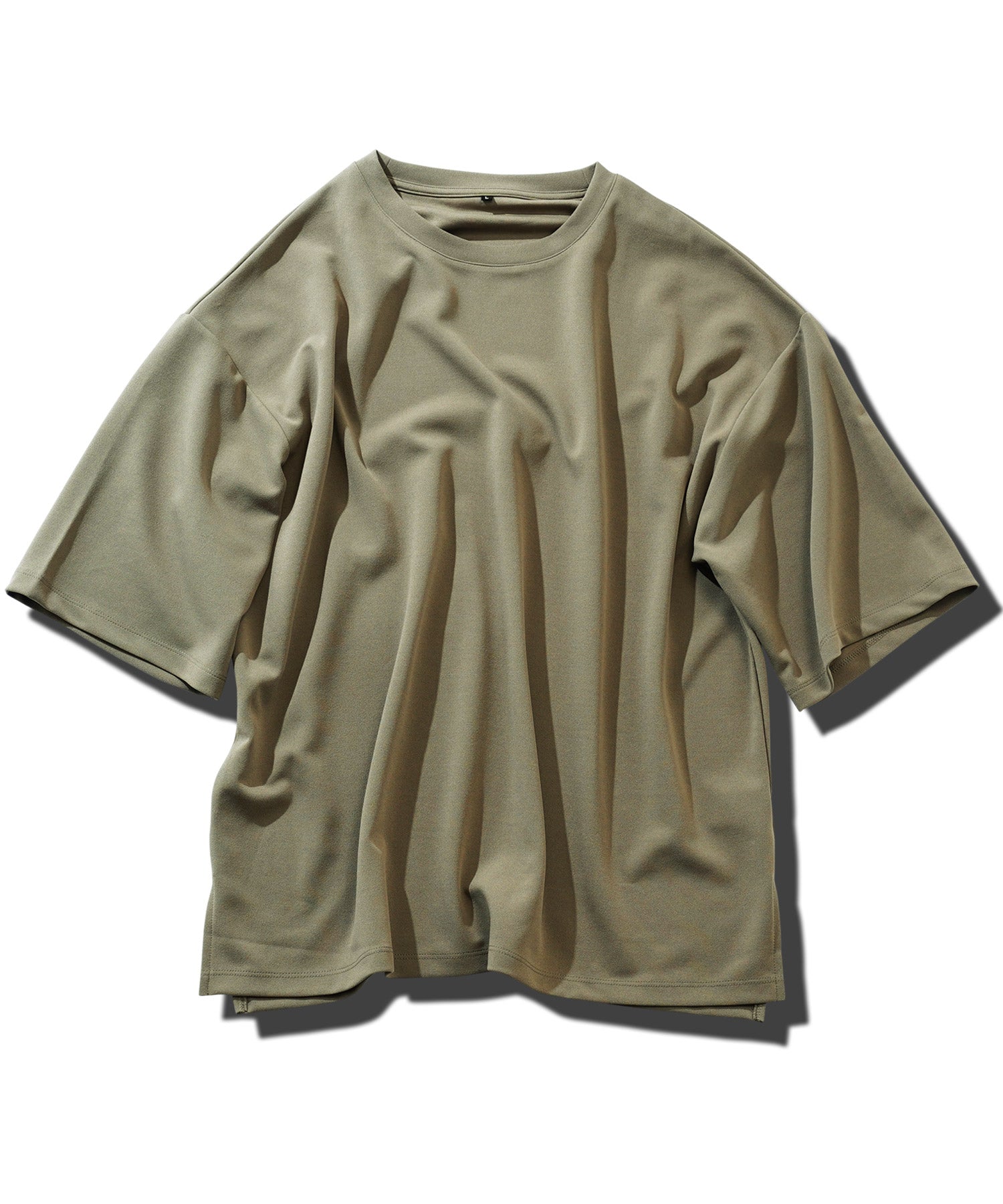 JIGGYS SHOP UV Cut Pearskin Hem Slit BIG T / T-shirt Men's Tee Short Sleeve Cut and Sew Top Big Silhouette Oversized Loose Stretch