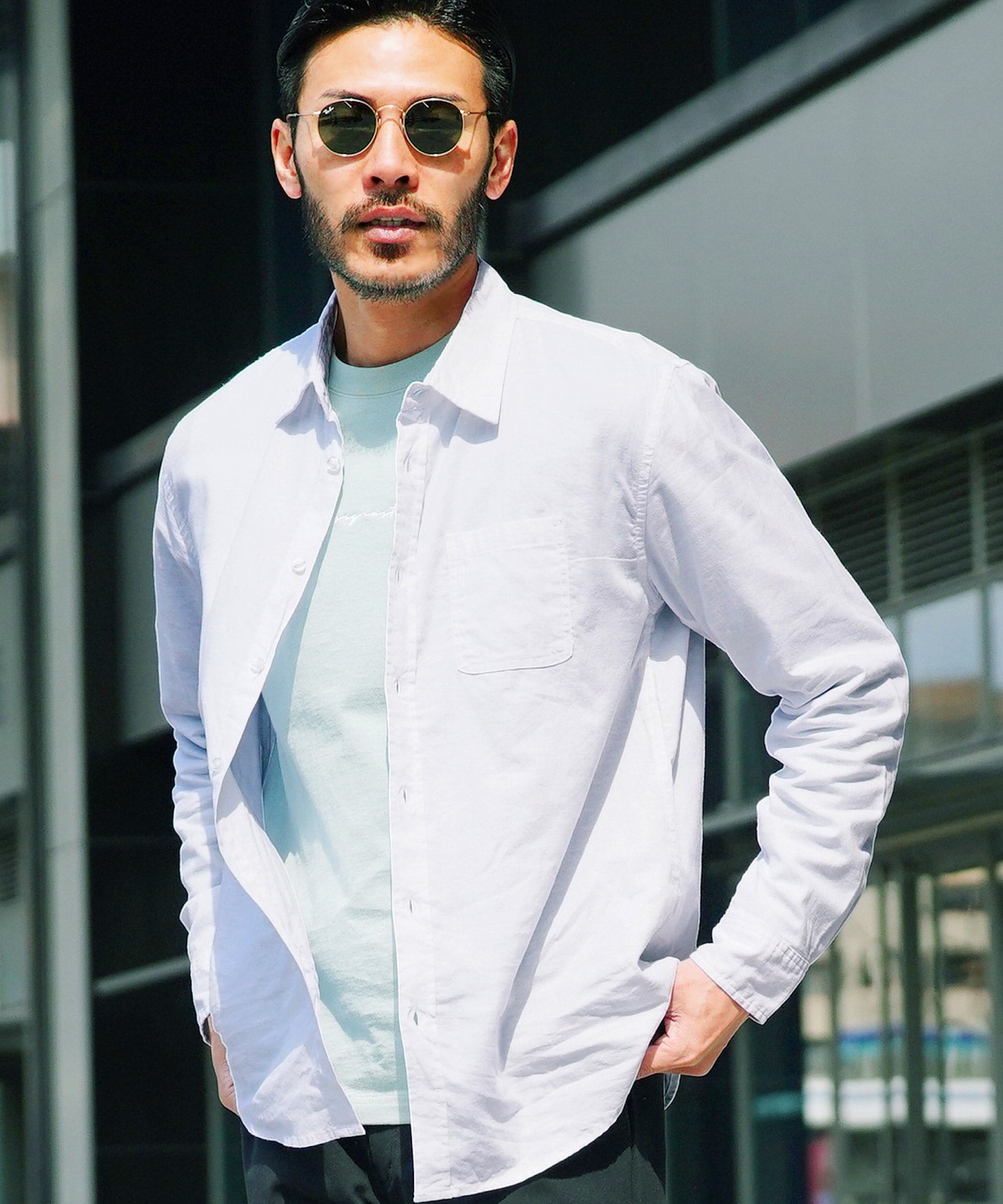 JIGGYS SHOP Cotton Linen Stretch Regular Long Sleeve Shirt / Cotton Linen Regular Collar Men's Casual Shirt Panama Stretch Long Sleeve linen Plain Stripe