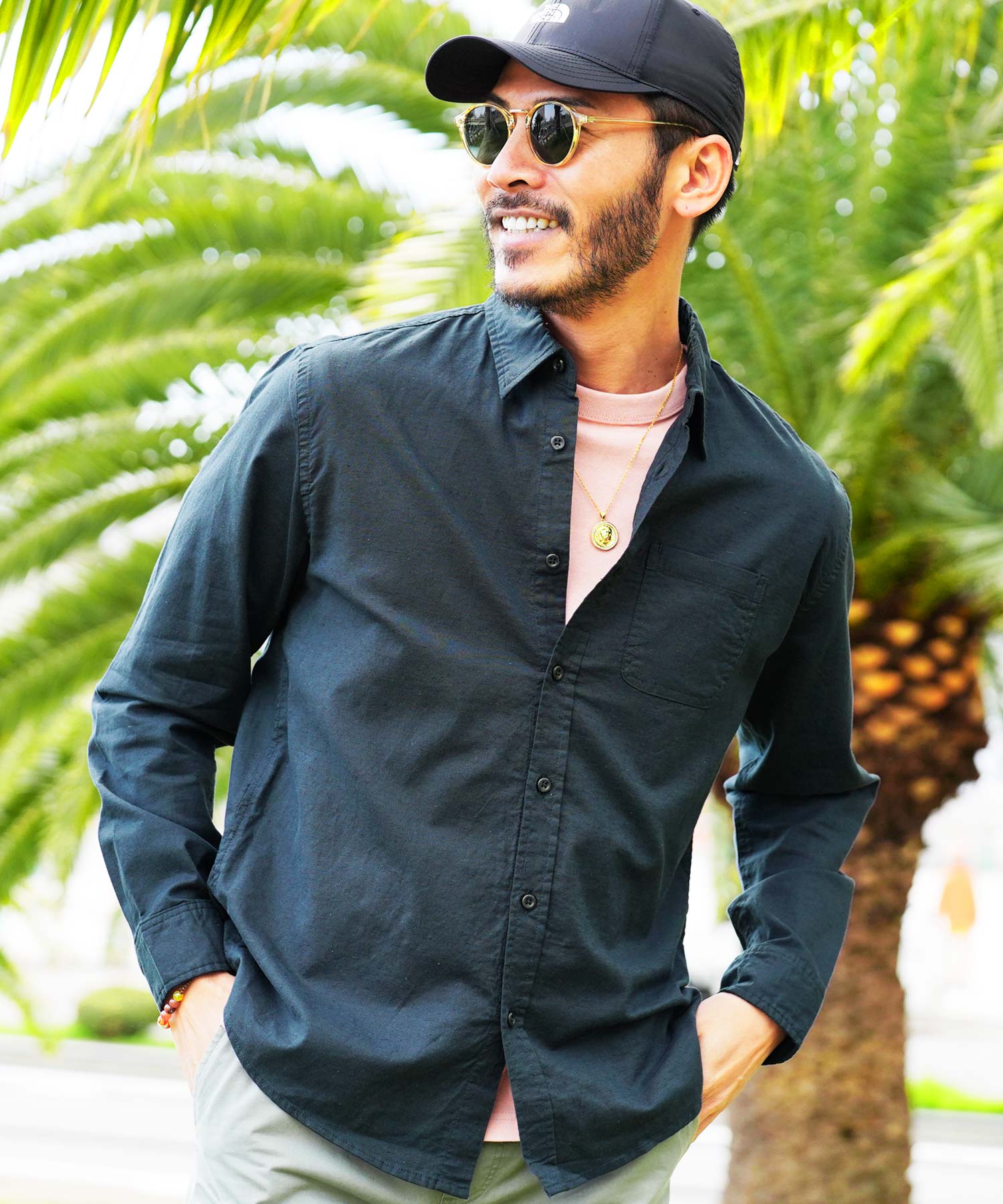 JIGGYS SHOP Cotton Linen Stretch Regular Long Sleeve Shirt / Cotton Linen Regular Collar Men's Casual Shirt Panama Stretch Long Sleeve linen Plain Stripe