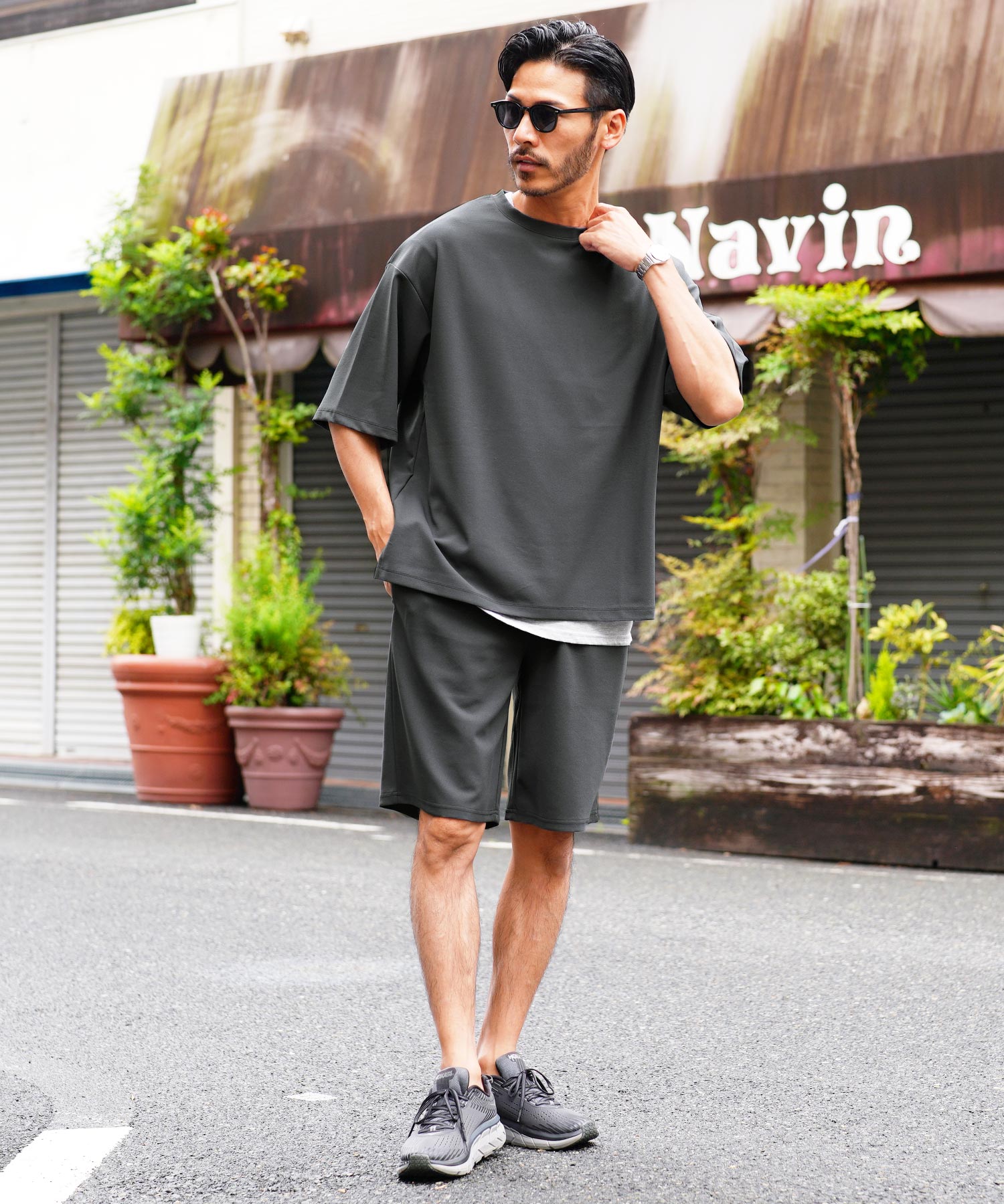 JIGGYS SHOP UV Cut Pear Texture Short Pants / Half Pants Men's Short Pants Knee-Length Bottoms Stretch