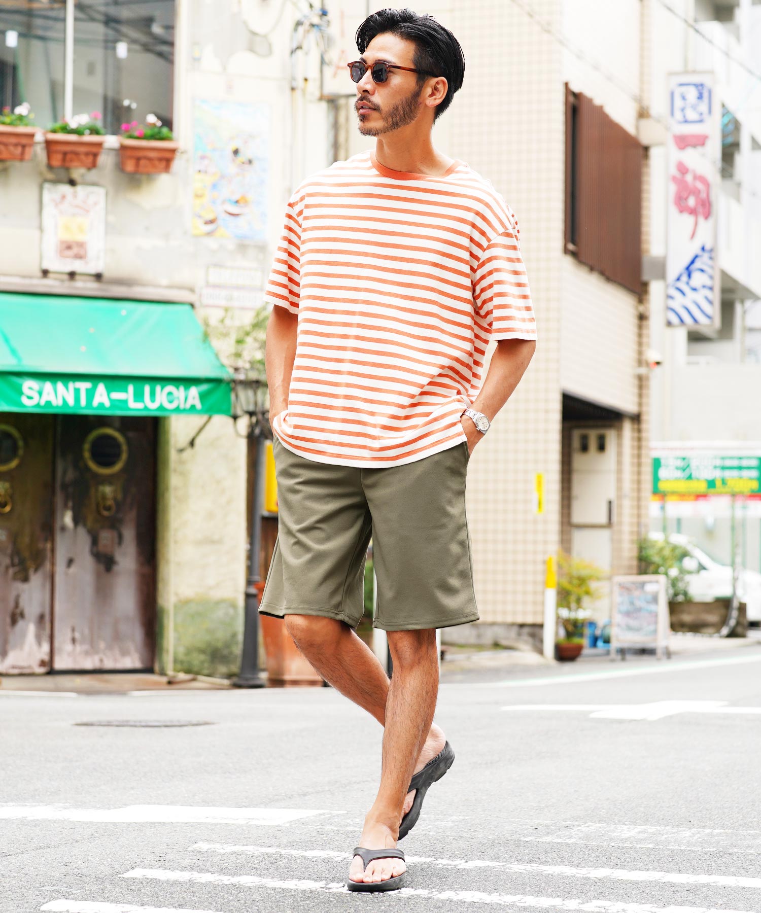 JIGGYS SHOP UV Cut Pear Texture Short Pants / Half Pants Men's Short Pants Knee-Length Bottoms Stretch