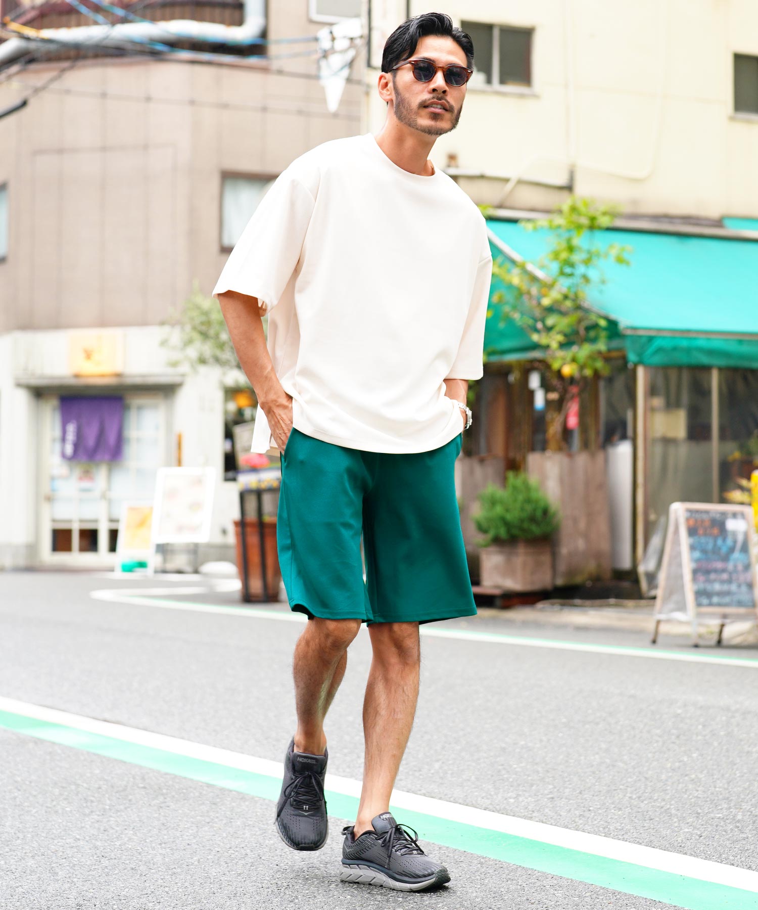 JIGGYS SHOP UV Cut Pear Texture Short Pants / Half Pants Men's Short Pants Knee-Length Bottoms Stretch