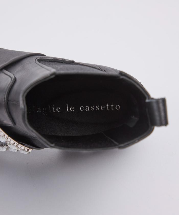 マーリエ ル カセット Maglie le cassetto ビジューサイドゴアブーツ （ブラック） ブラック
