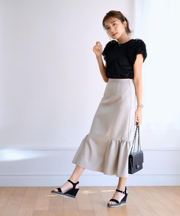 マーリエ ル カセット Maglie le cassetto 《曽田茉莉江コラボ》切り替えギャザー“映え”スカート
