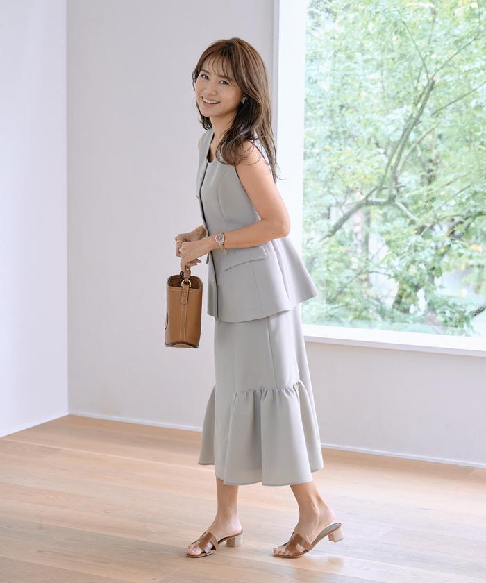 マーリエ ル カセット Maglie le cassetto 《曽田茉莉江コラボ》切り替えギャザー“映え”スカート