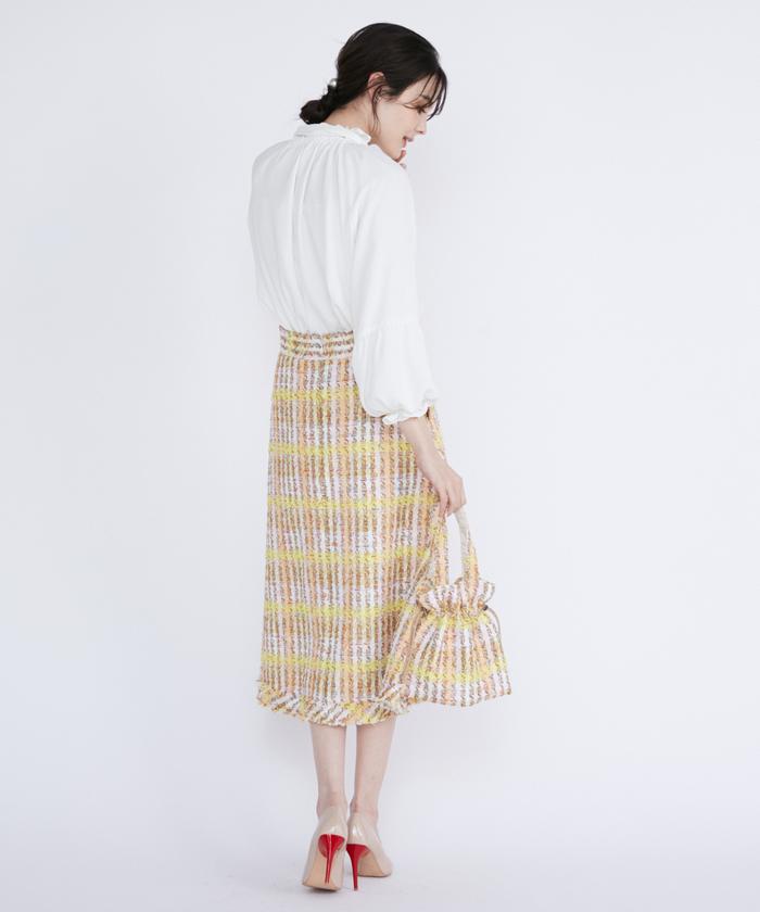 Marielle Le Cassetto Maglie le cassetto 《M Maglie le cassetto》 Cotton Candy Tweed Skirt