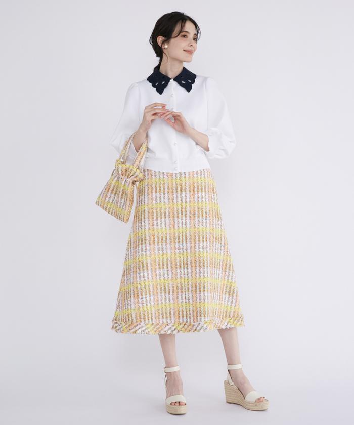Marielle Le Cassetto Maglie le cassetto 《M Maglie le cassetto》 Cotton Candy Tweed Skirt