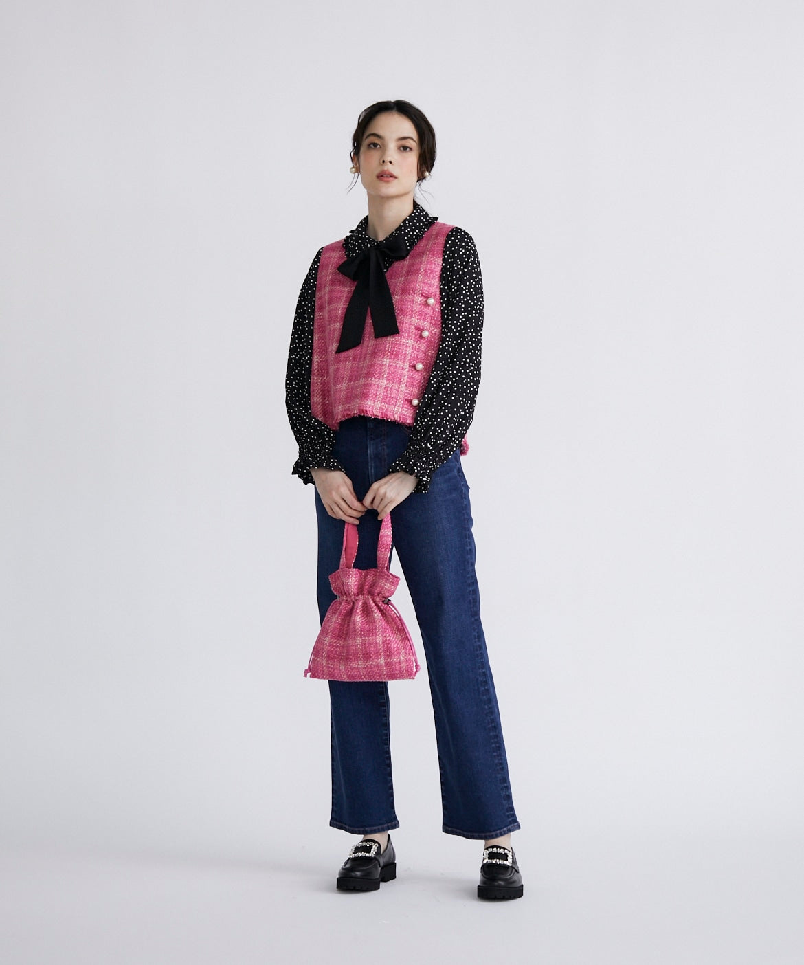 マーリエ ル カセット Maglie le cassetto 《Maglie Jeans》ハイウエストセミワイドジーンズ （インディゴ9） インディゴ9