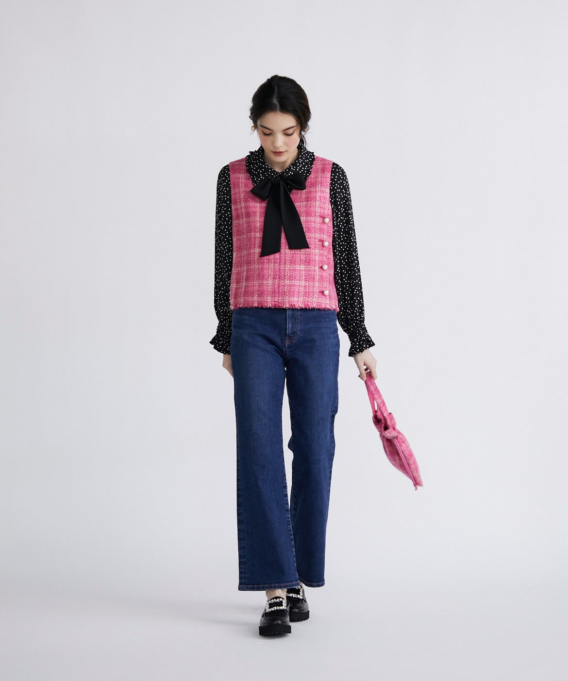マーリエ ル カセット Maglie le cassetto 《Maglie Jeans》ハイウエストセミワイドジーンズ （インディゴ9） インディゴ9
