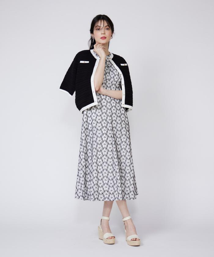 マーリエ ル カセット Maglie le cassetto 《大きいサイズ》ピンタック柄ニットジャケット （パープル2） パープル2