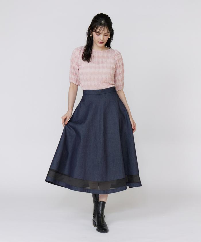 マーリエ ル カセット Maglie le cassetto 透かしボーダーニット （ピンク1） ピンク1