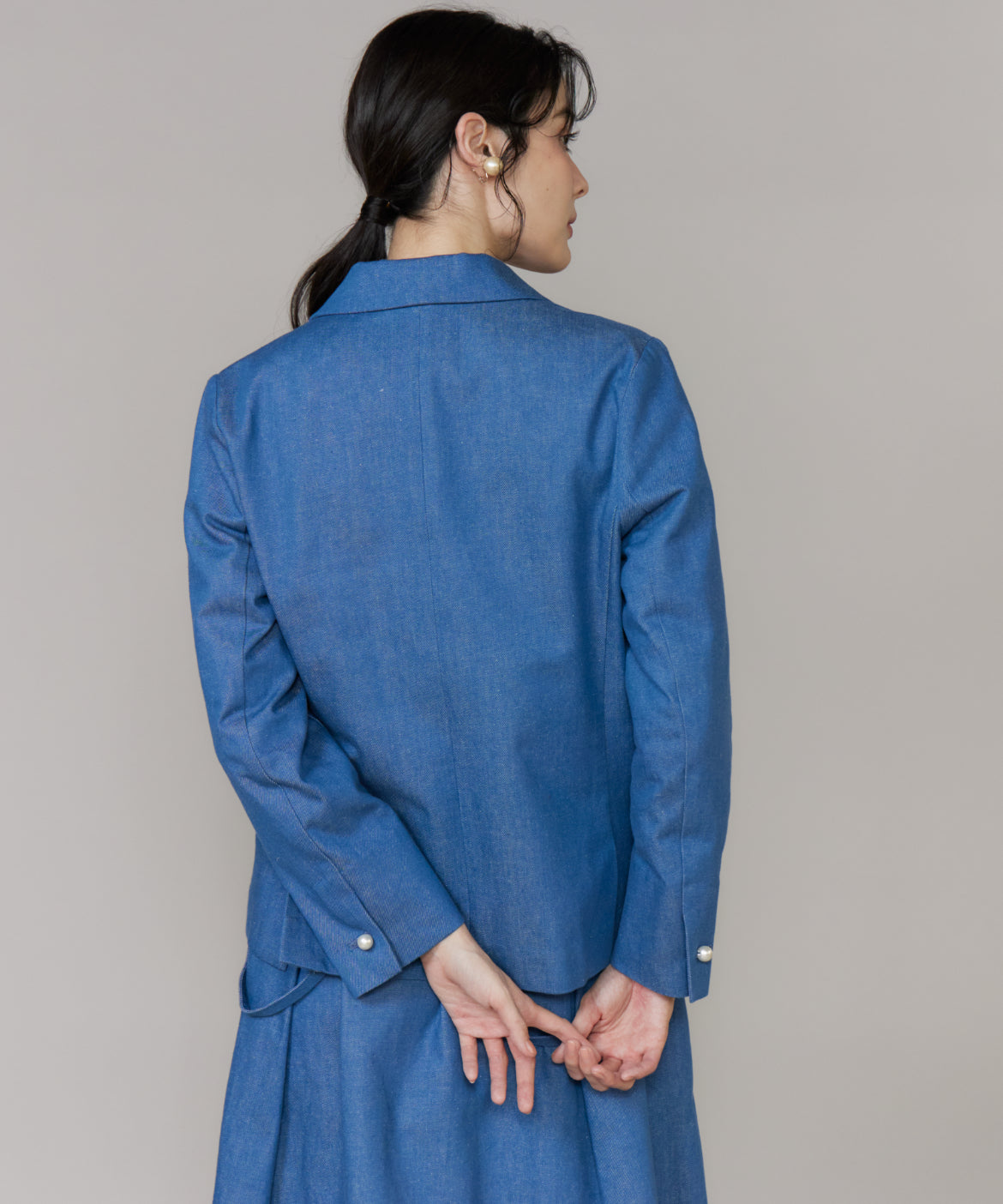 マーリエ ル カセット Maglie le cassetto 《プラスサイズ》《WEB・POPUP限定》刺繍コンパクトデニムジャケット《M Maglie le cassetto》 （サックス3） サックス3