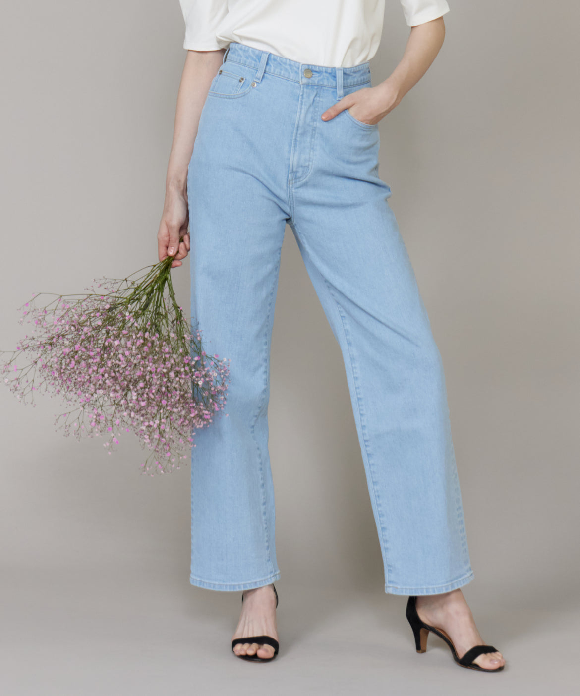 マーリエ ル カセット Maglie le cassetto 《Maglie Jeans》ハートステッチカーヴィーラインジーンズ （サックス3） サックス3