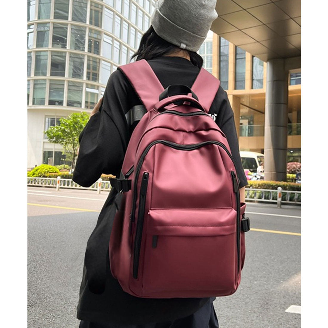 フロージュ florge 【防水・軽いリュック♪】サイドポケット大容量カジュアルリュックサック/スポーツバッグ （レッド） レッド